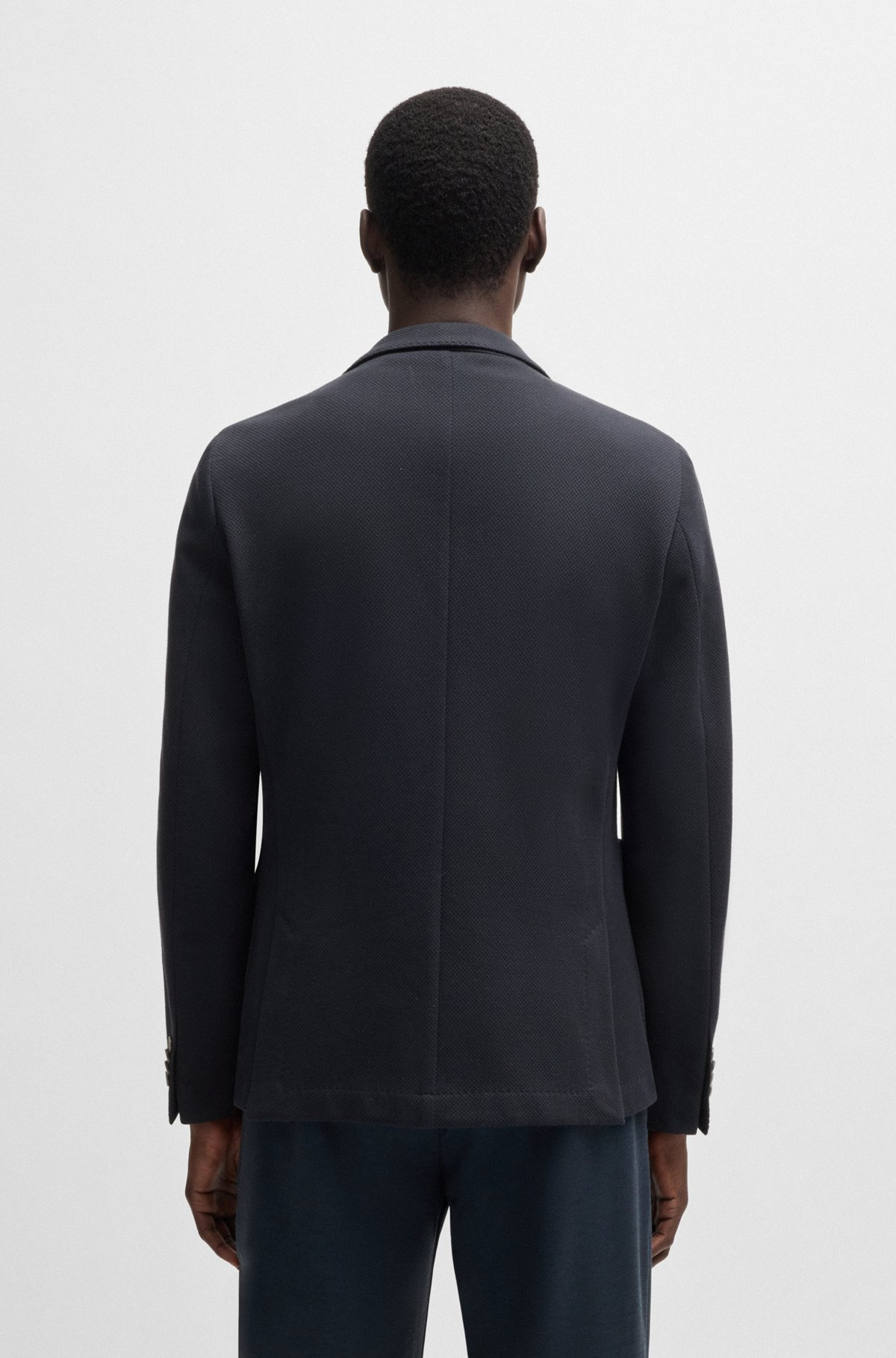 SLIM-FIT BLAZER IN MICRO-PATTERNED COTTON - 4
