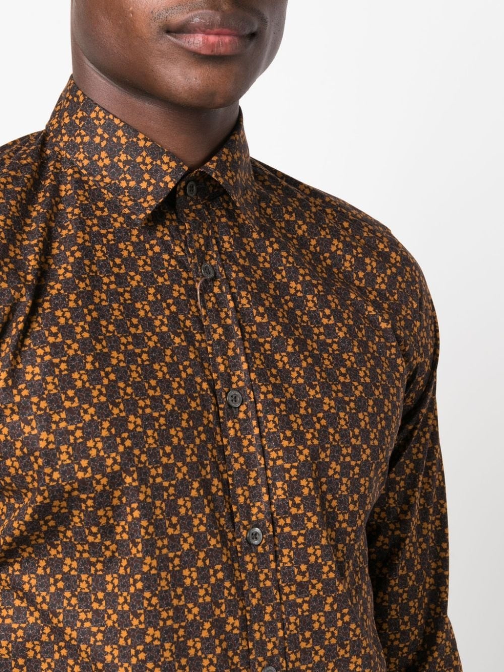 leaf-print cotton shirt - 5
