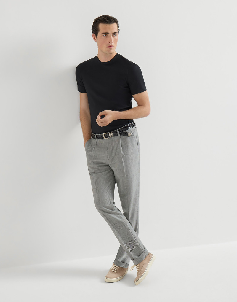 Virgin wool Prince of Wales trousers with pleat 5