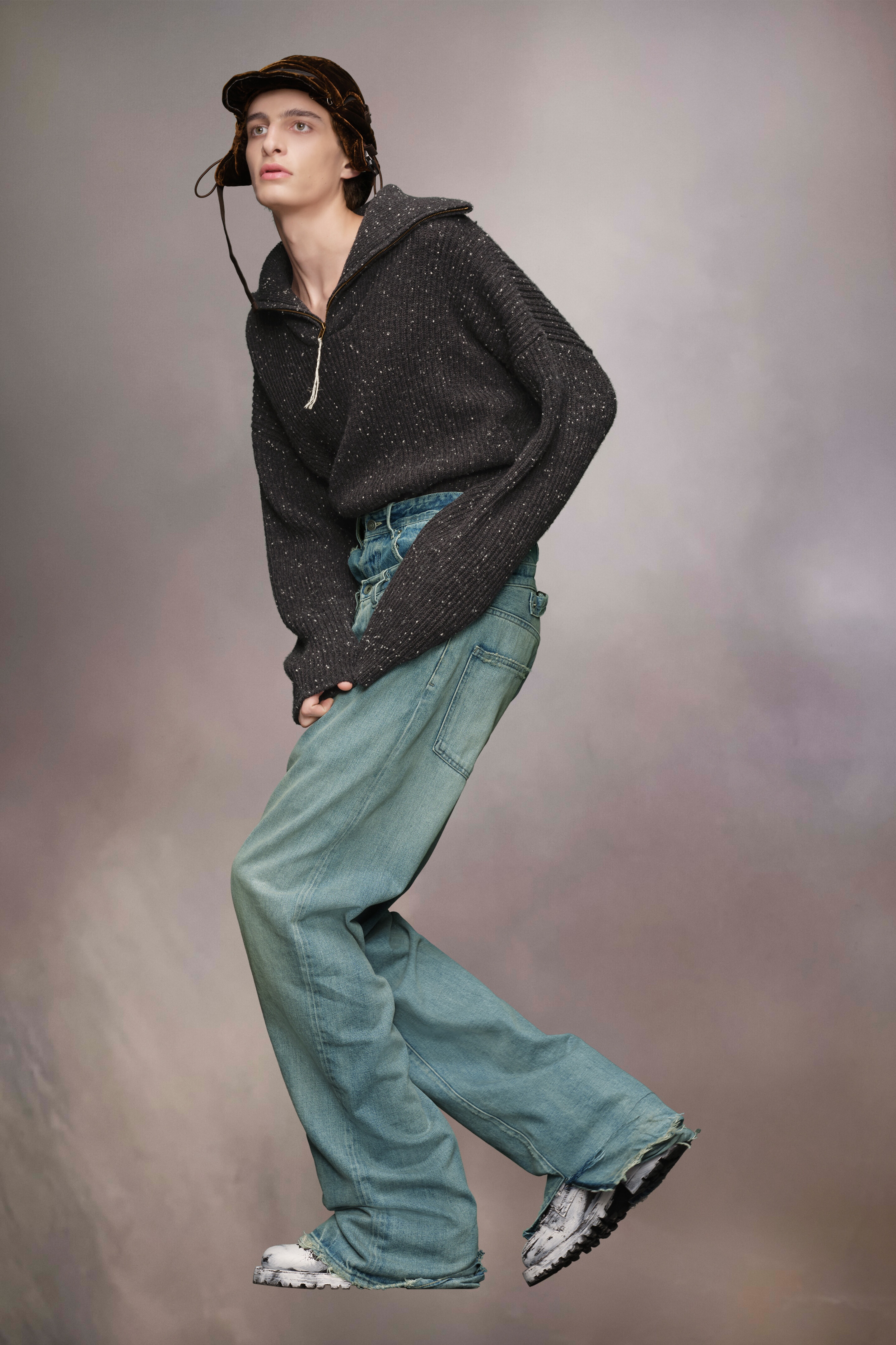 Shetland wool zip sweatshirt - 4