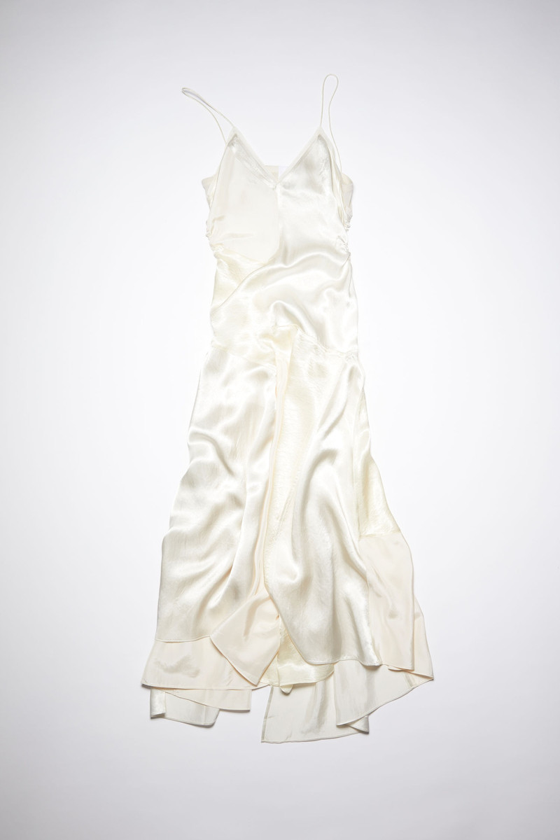 Hammered satin dress - Ecru beige 1