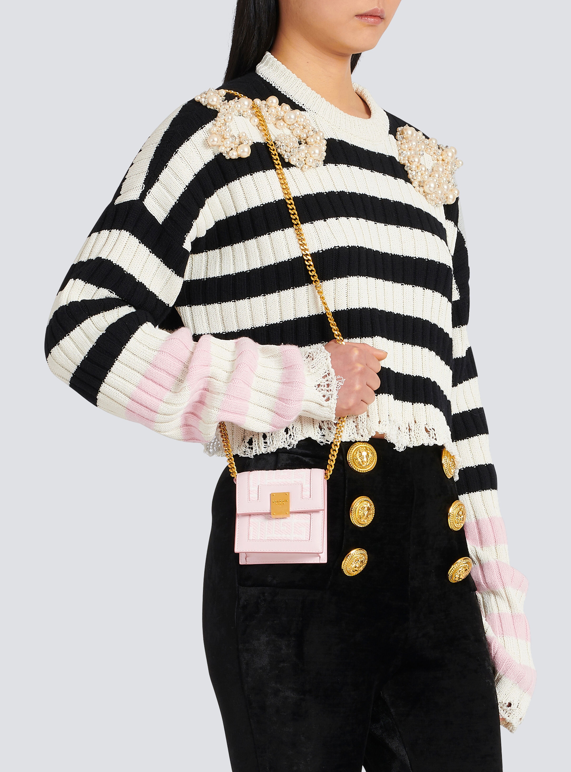 Bicolor jacquard 1945 card holder with chain - 4