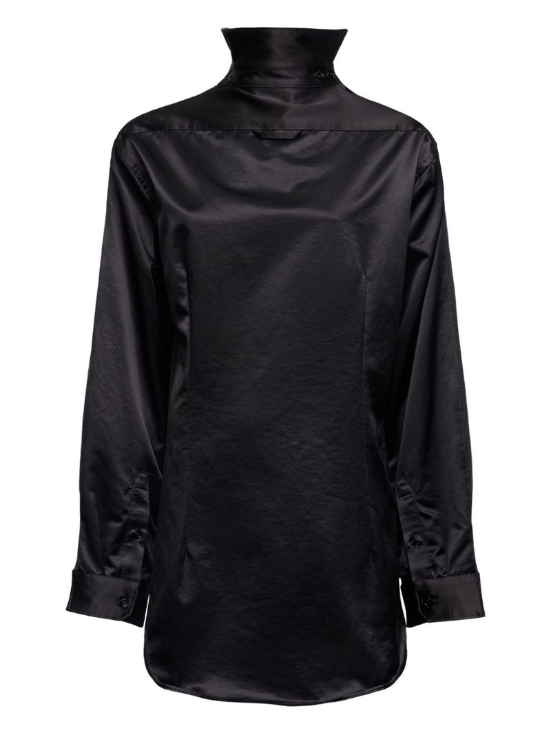 high-neck satin dress 1