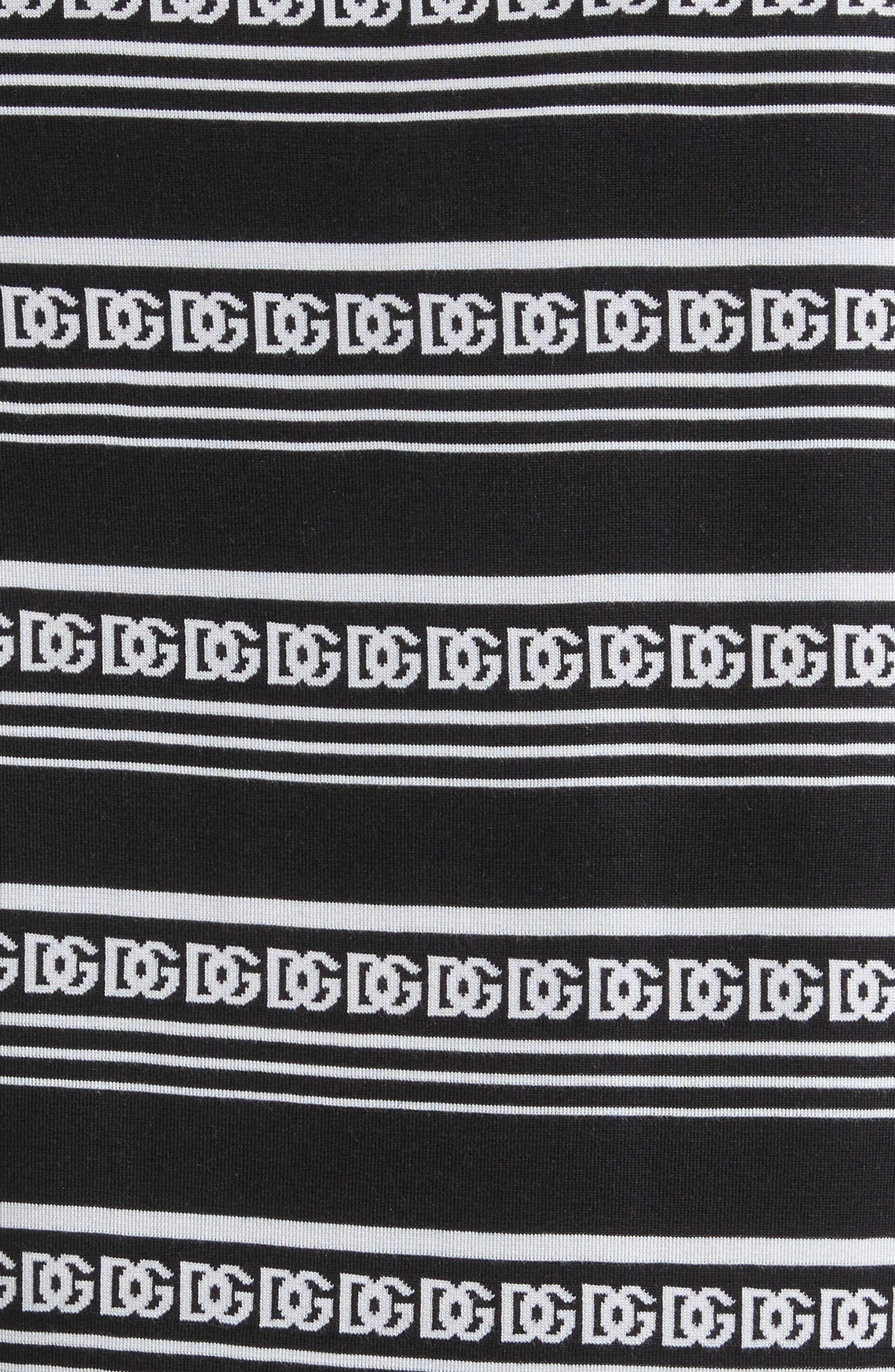 Dolce&Gabbana Logo Stripe Jacquard Silk Polo Sweater in N0004 Nero/Bianco at Nordstrom - 7