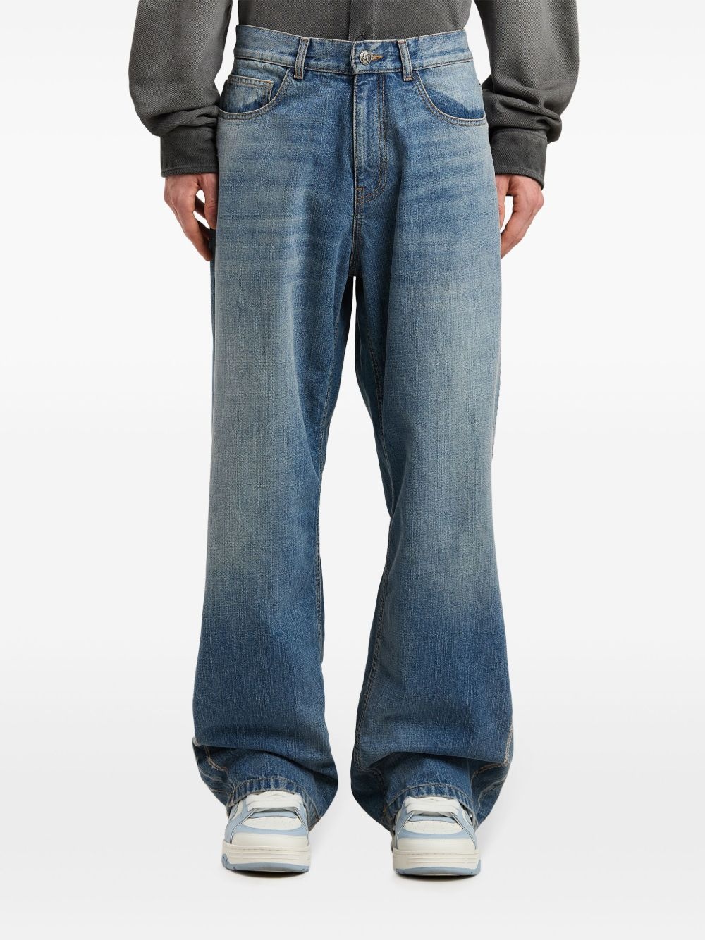 curved logo loose-fit jeans - 3