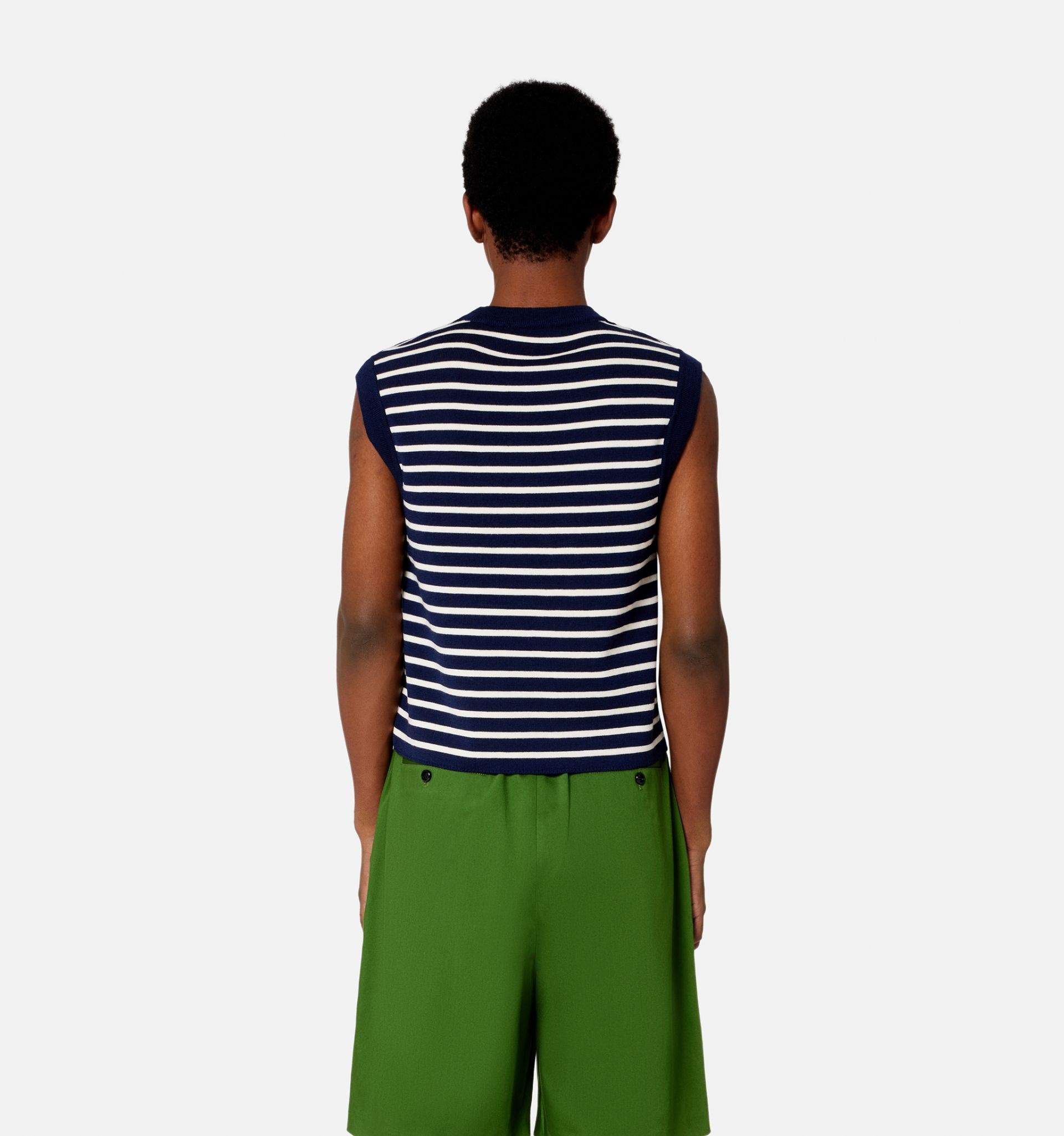 Ami Embroidery Sleeveless Sailor Sweater - 6