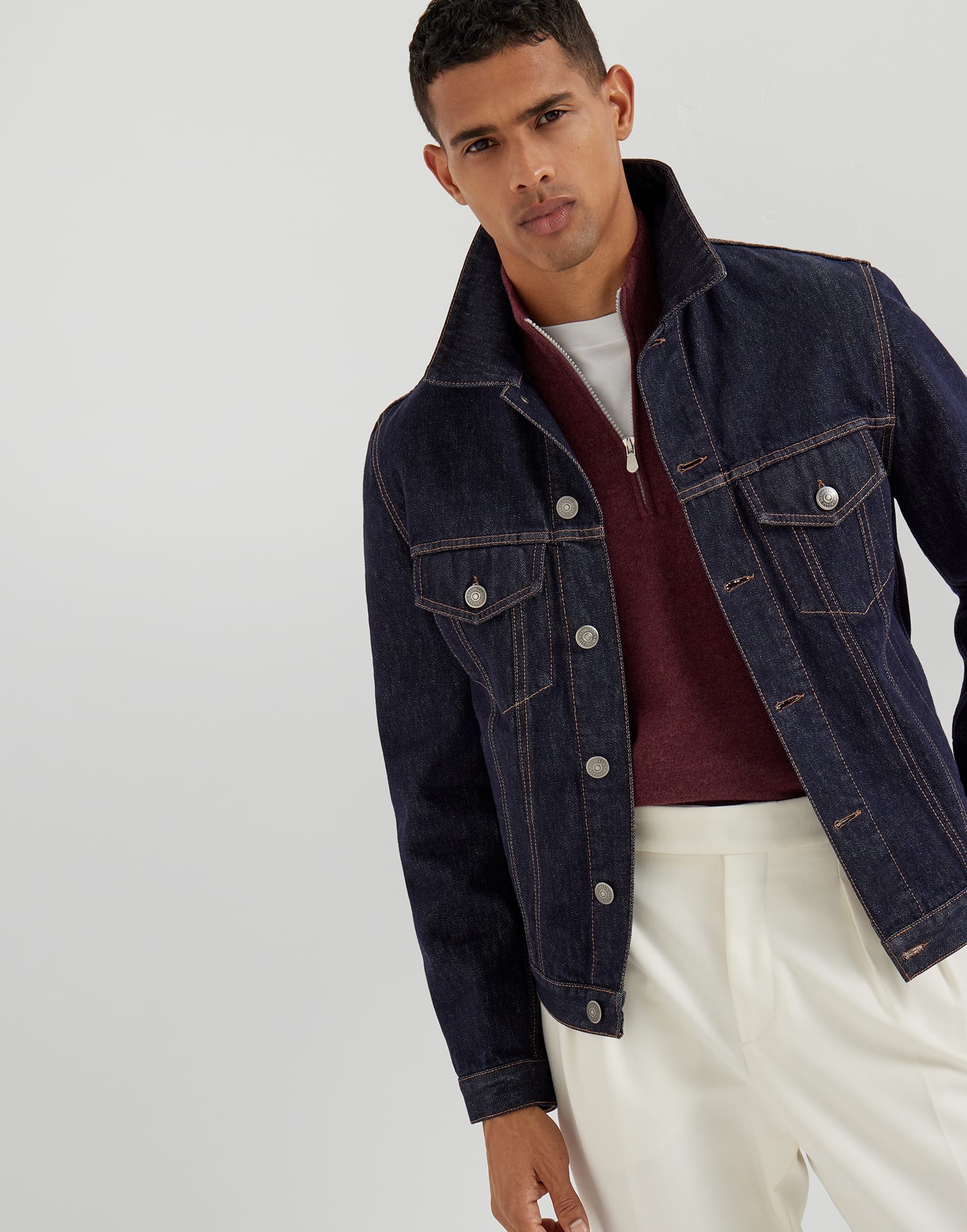 Cashmere sweater with half zip - 4