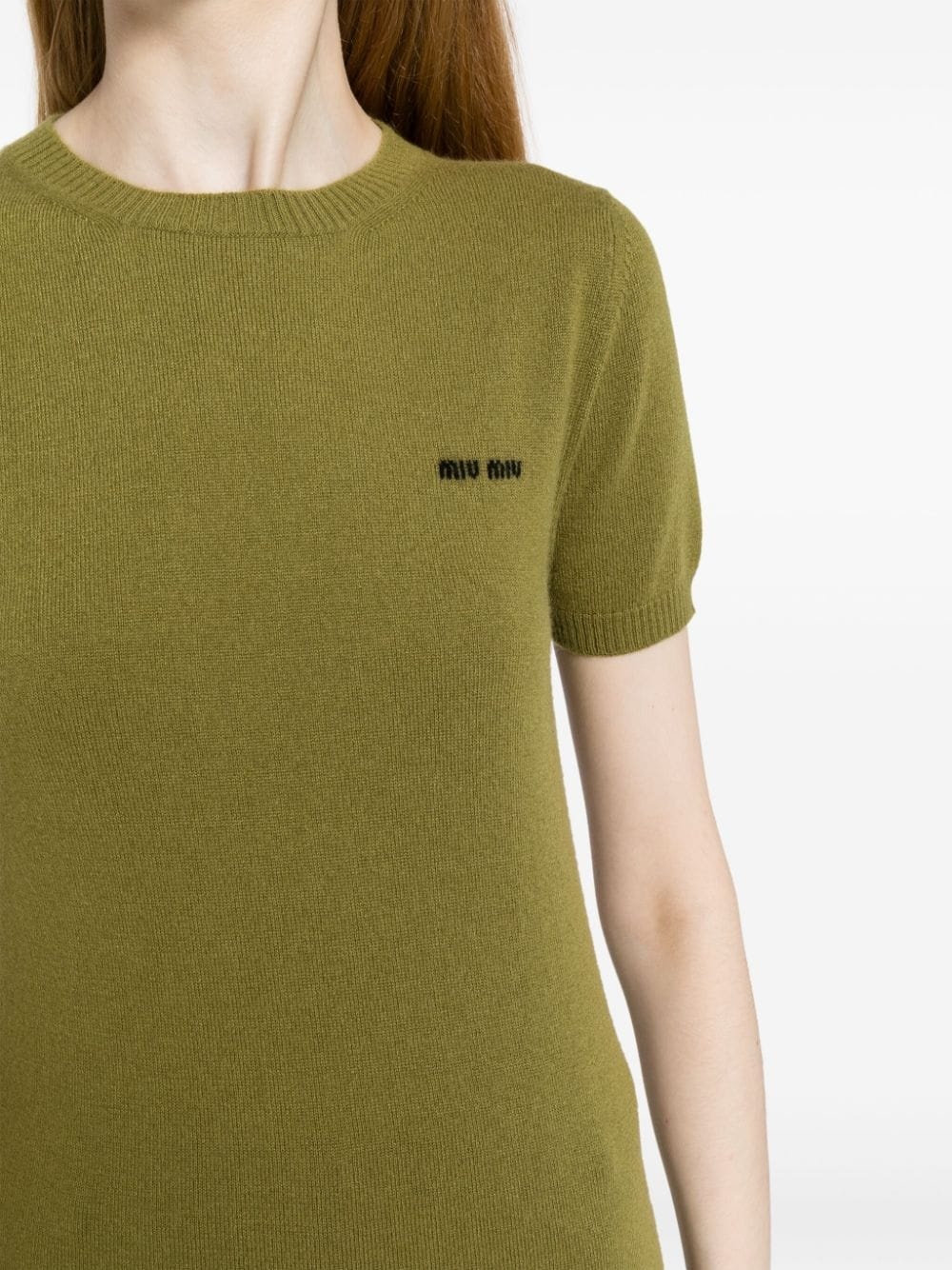 logo-intarsia cashmere top - 5