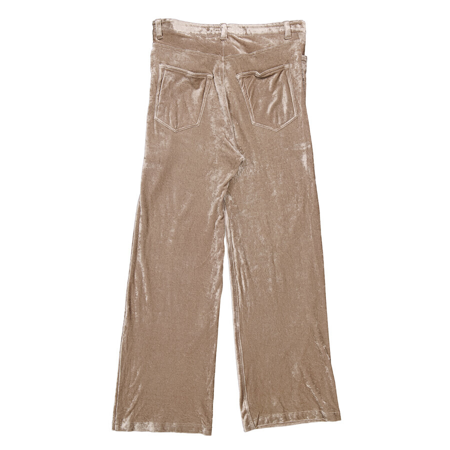 Balenciaga Velvet Stretch Wide-Leg Trousers In Desert Beige - 5