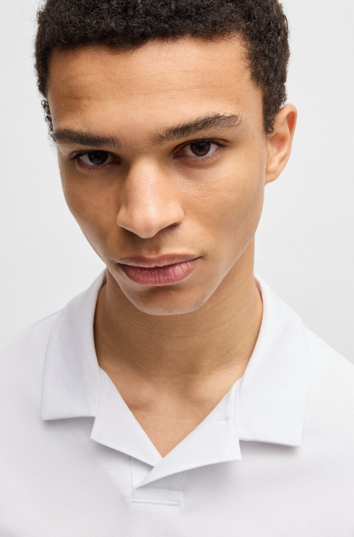 SLIM-FIT STRETCH-COTTON POLO SHIRT WITH JOHNNY COLLAR - 3