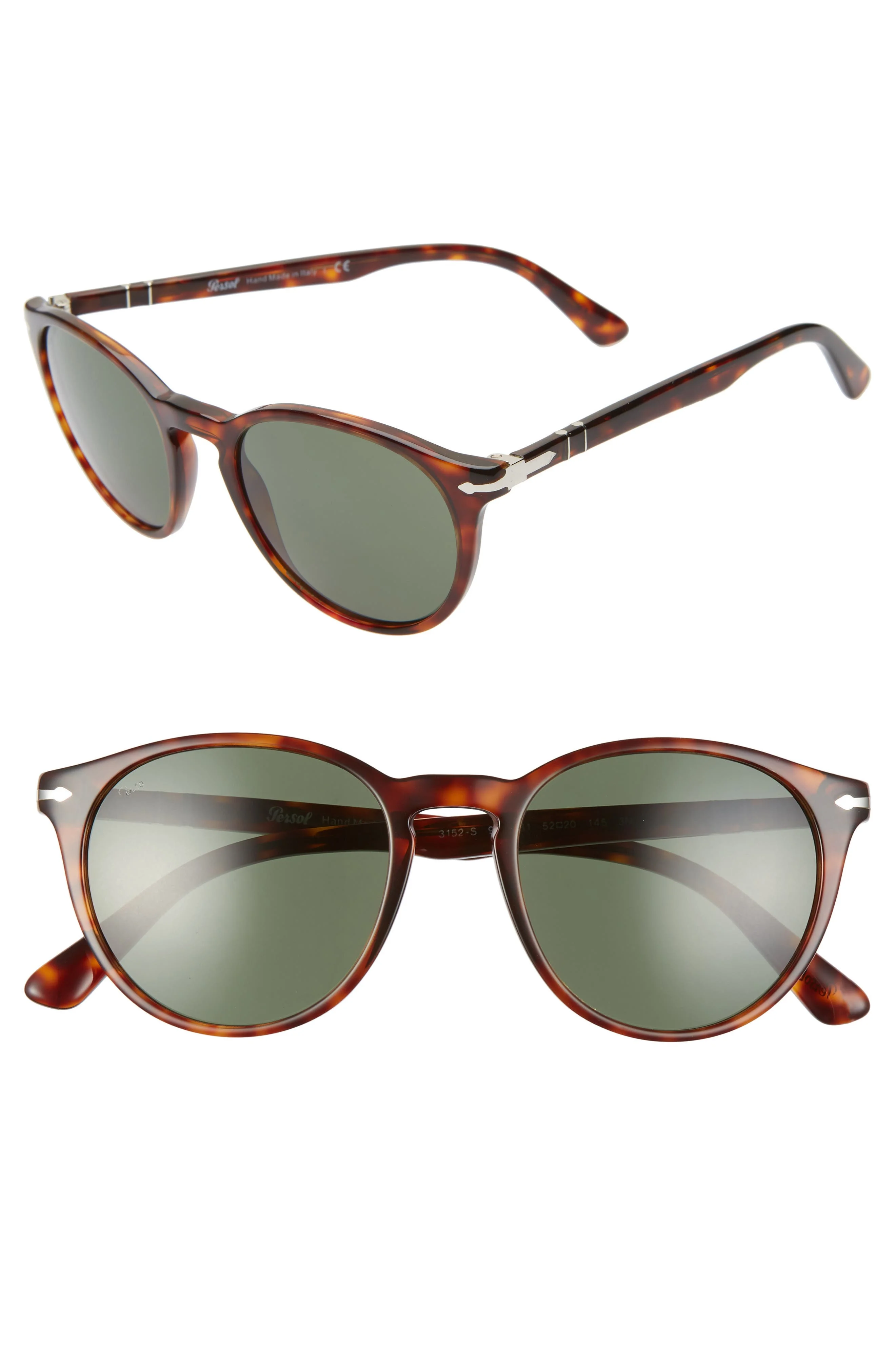 Persol 52mm Round Sunglasses in Brown/Green at Nordstrom - 1
