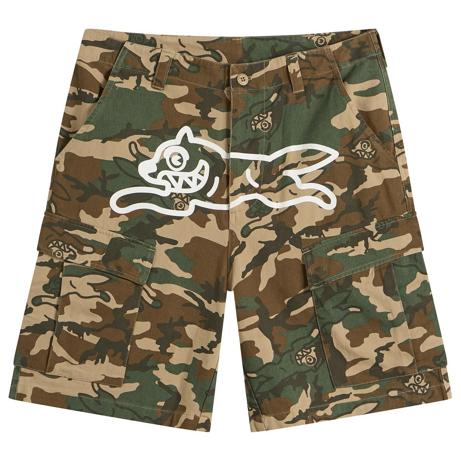ICECREAM Running Dog Woodland Camo Cargo Shorts - 1