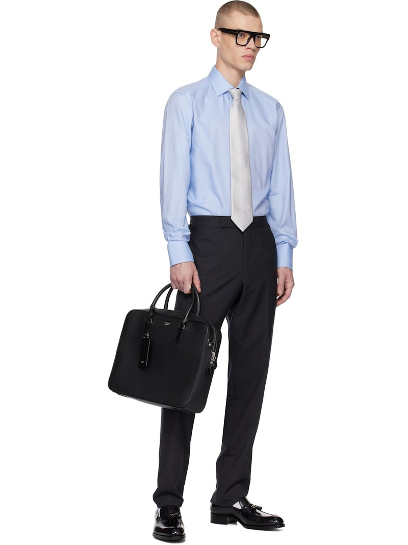 TOM FORD Black Burnished Leather Edgar Tassel Loafers outlook