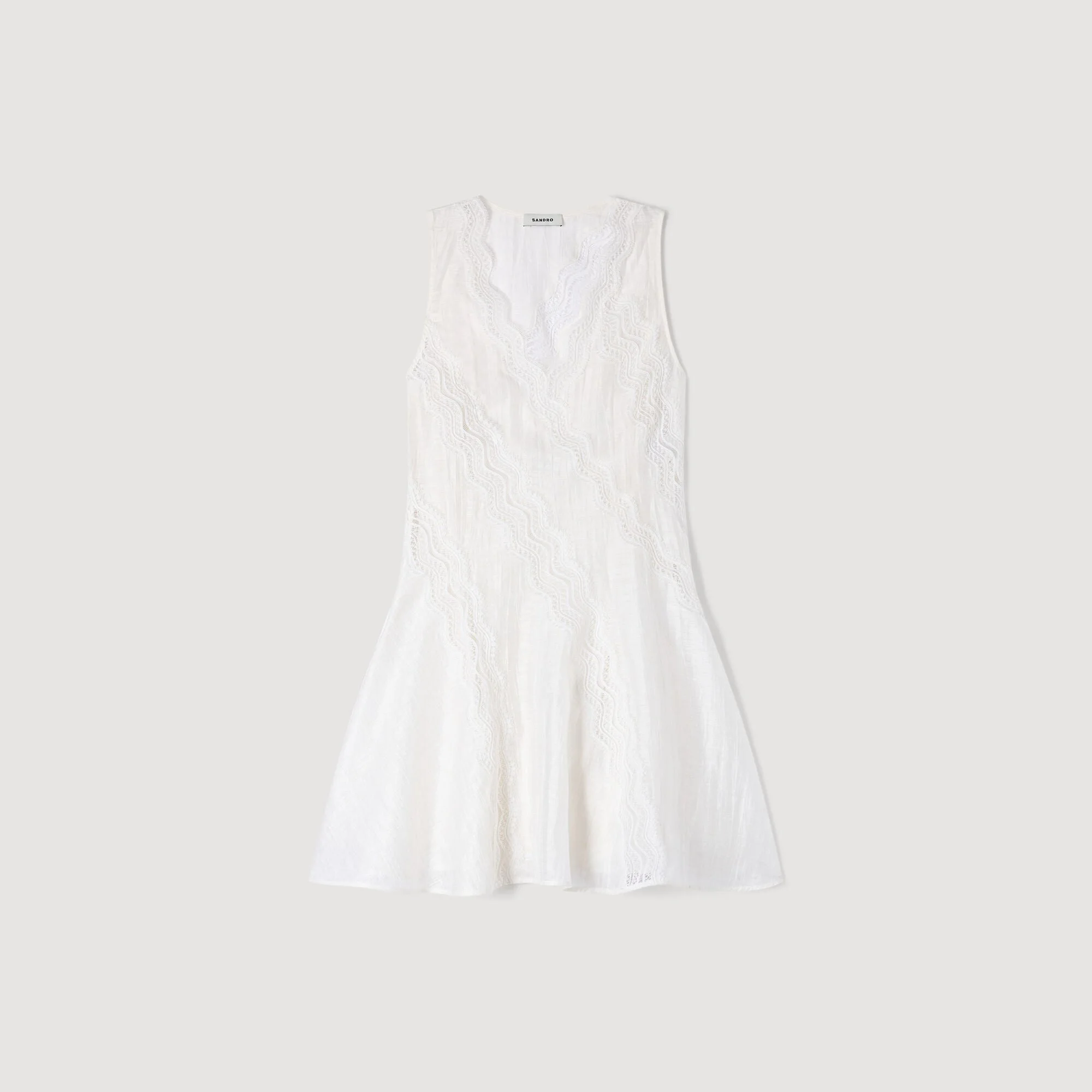 MINI TRIMMED LINEN DRESS - 1