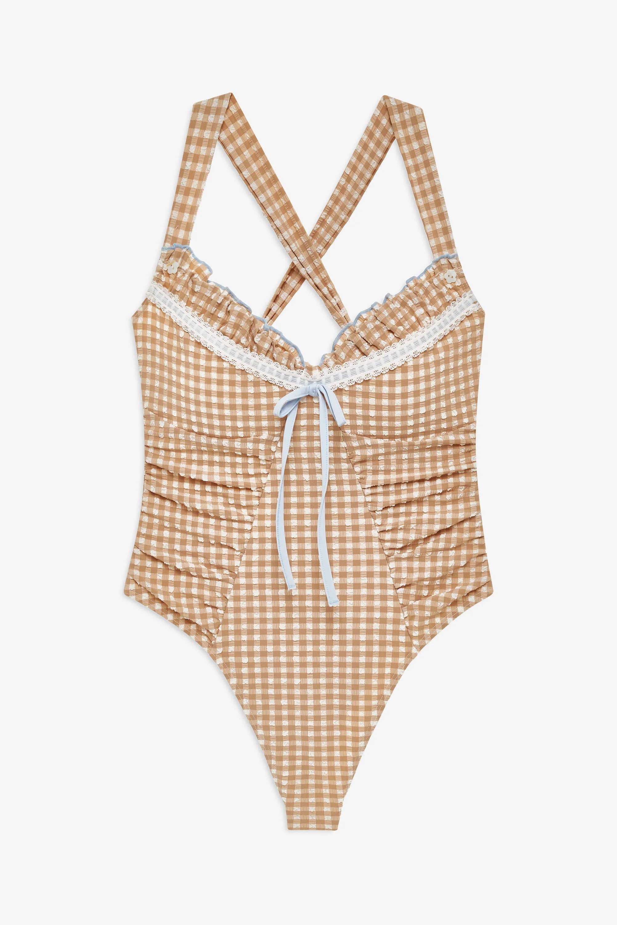 Puckered Gingham One Piece - 1