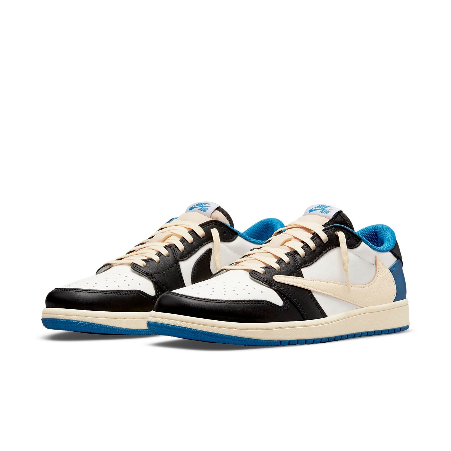 Fragment Design x Travis Scott x Air Jordan 1 Retro Low 'Sail Black Military Blue' DM7866-140 - 3