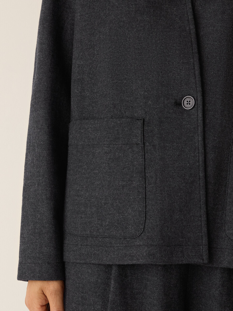 Mélange Boiled Wool Jersey High Collar Jacket in Regenerative Wool 5
