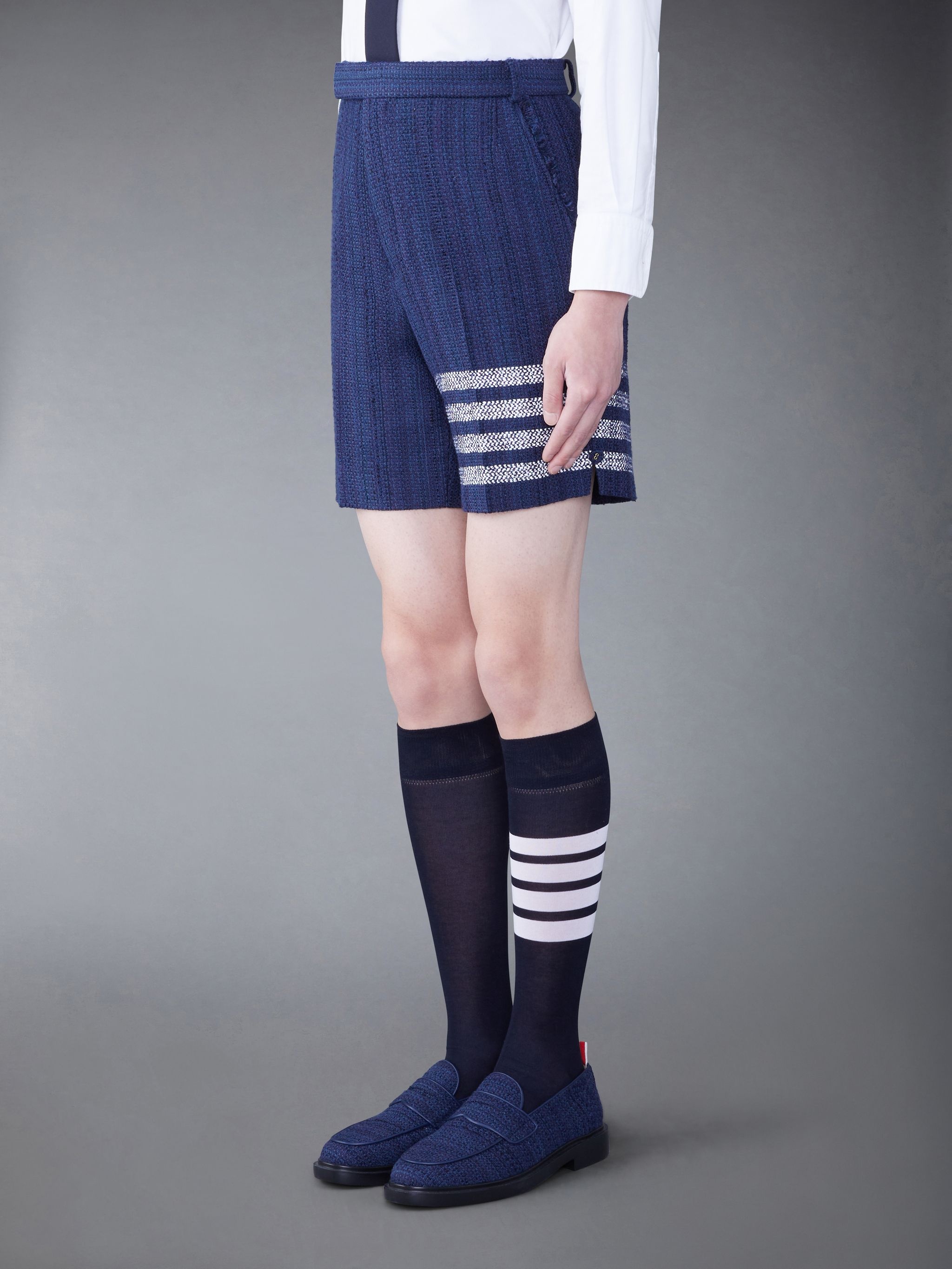 4 Bar-stripe tweed shorts - 2