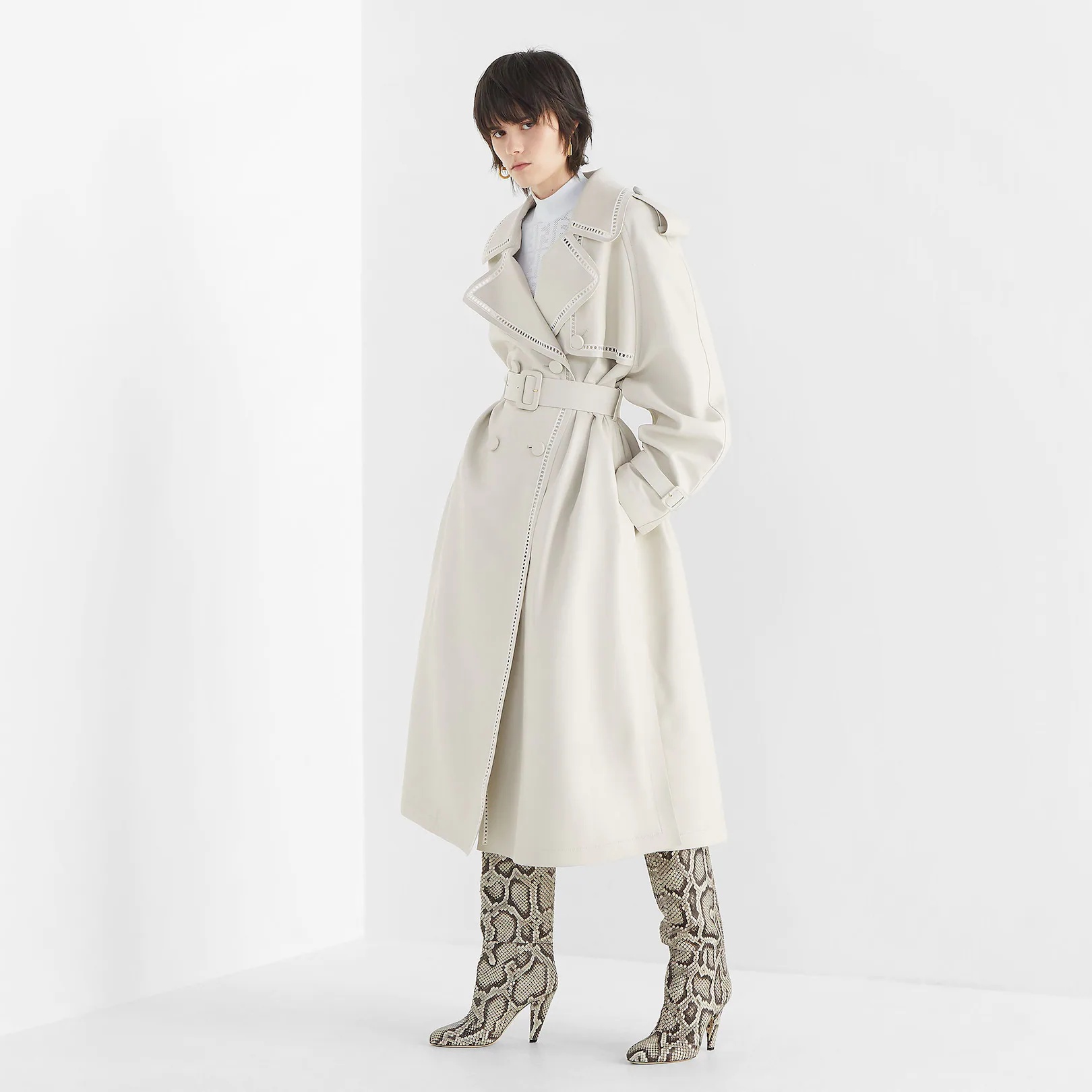 White nappa leather trench coat - 2