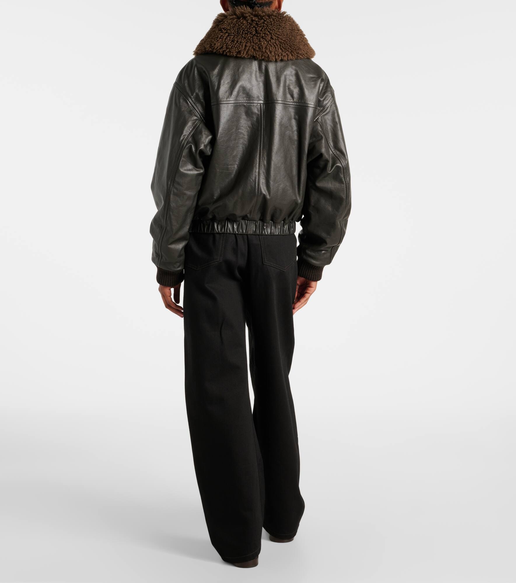 Shearling-trimmed leather blouson - 3