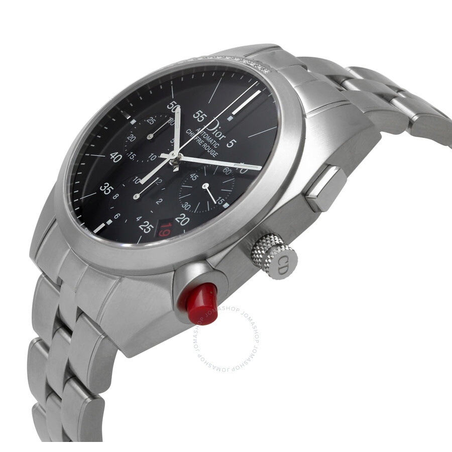Pre-owned Dior Chiffre Rouge Chronograph Hand Wind Diamond Black Dial Men's Watch 084612M001 - 3