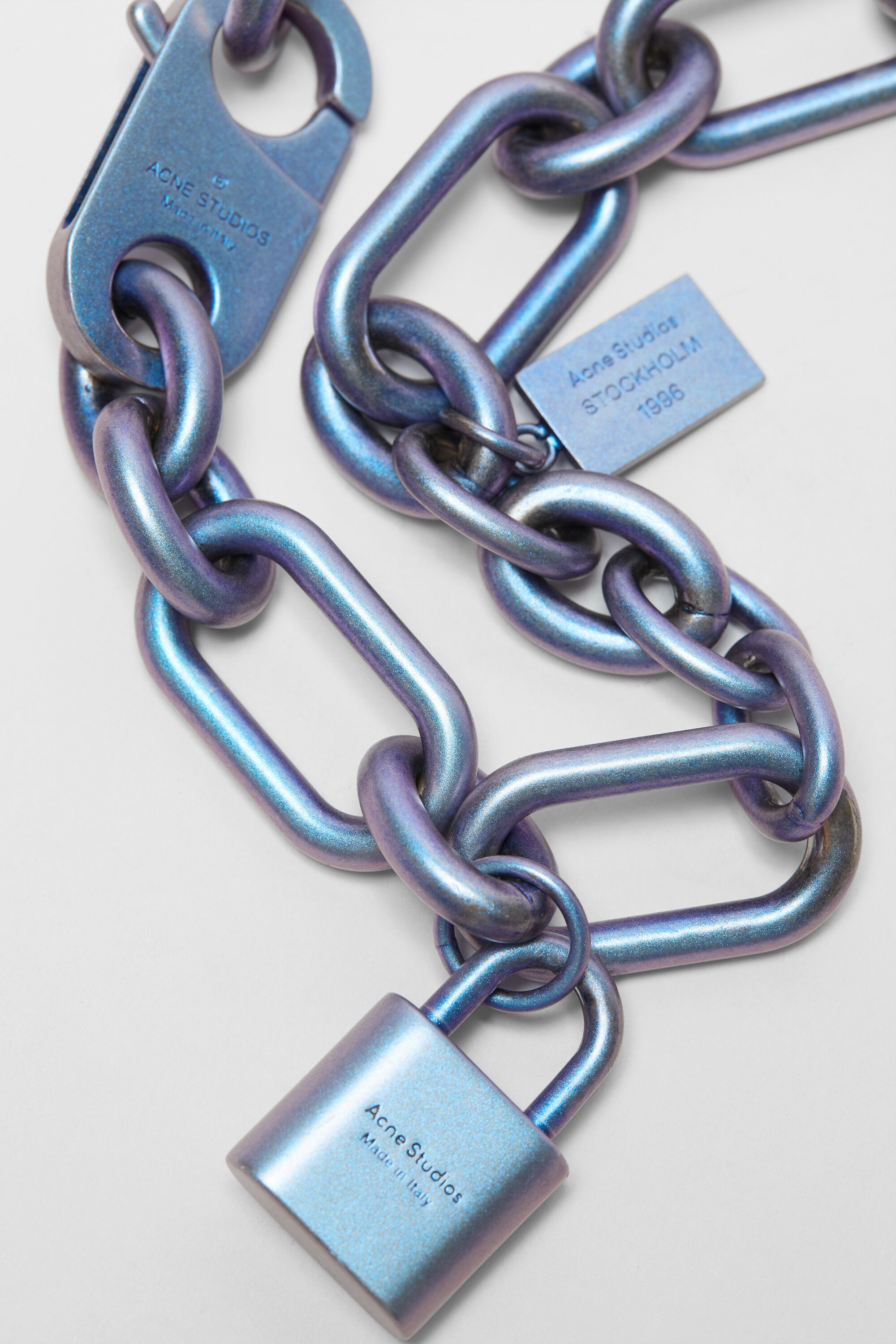 Padlock chain necklace - Silver blue - 3