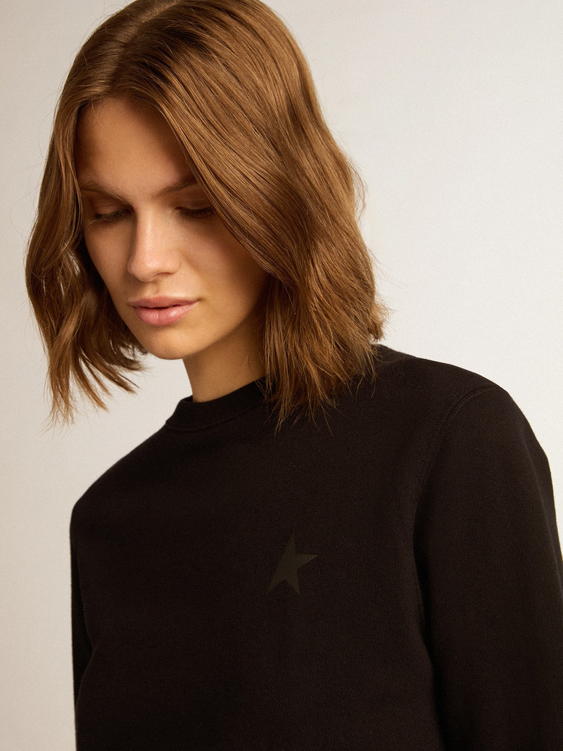 Golden Goose Black Athena Star Collection sweatshirt with tone-on-tone star on the front outlook
