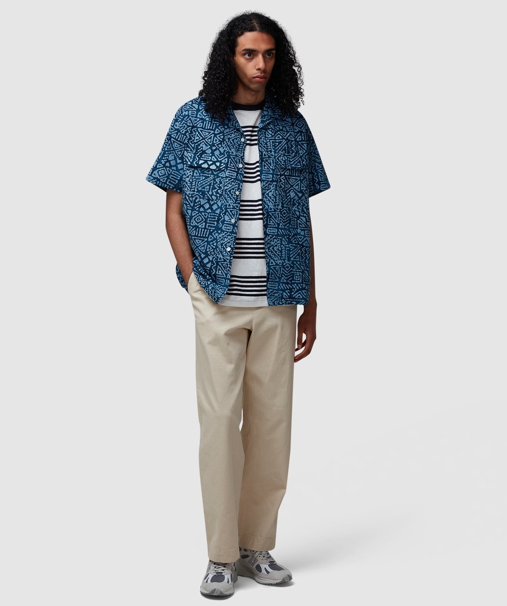 Open collar block print shirt - 5