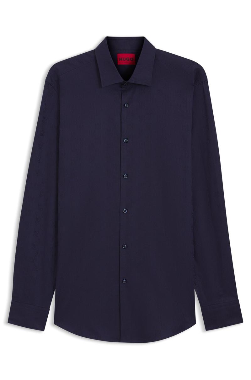 SLIM-FIT SHIRT IN COTTON WITH A STACKED-LOGO JACQUARD 1