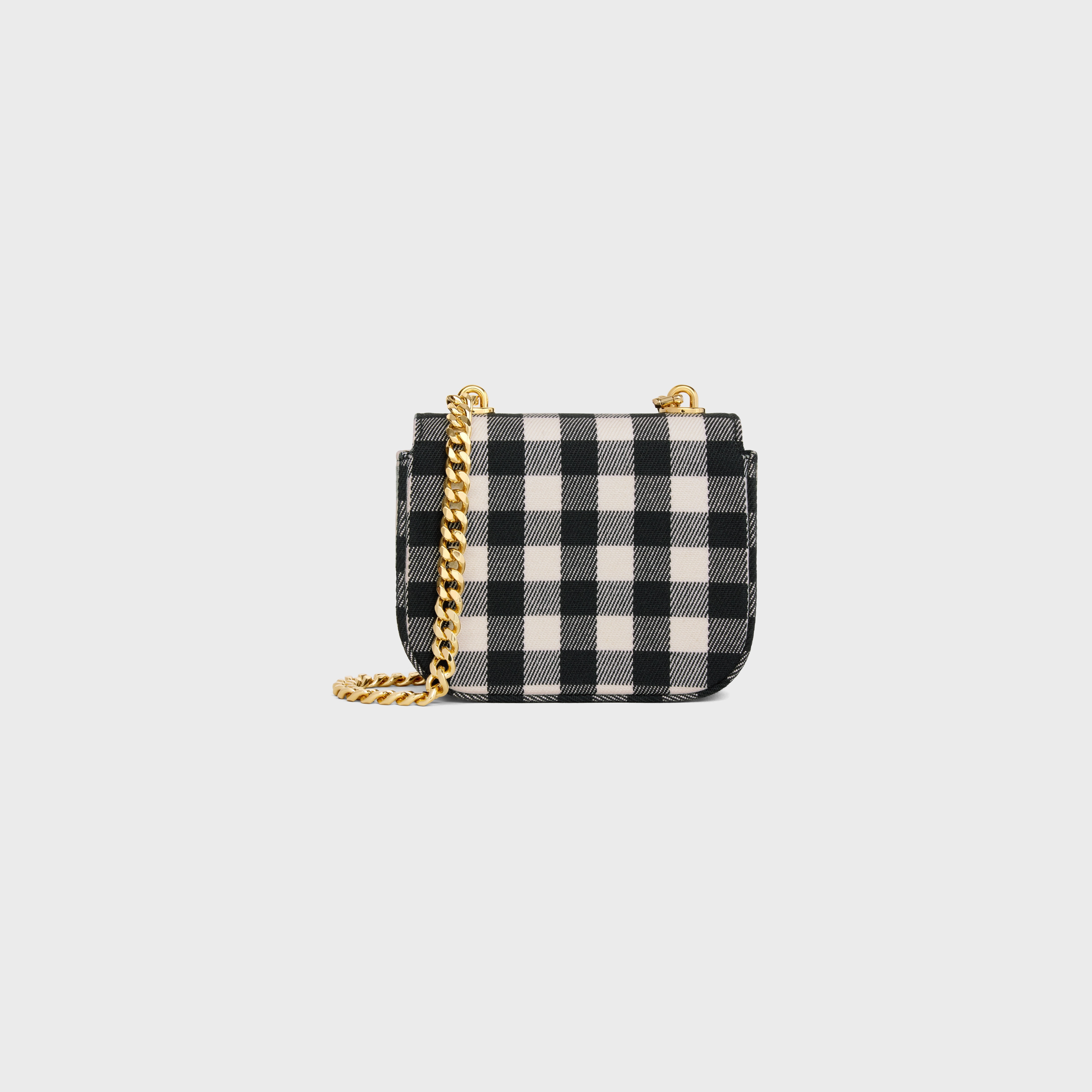 MINI CHAIN CLAUDE IN VICHY TEXTILE AND CALFSKIN - 3