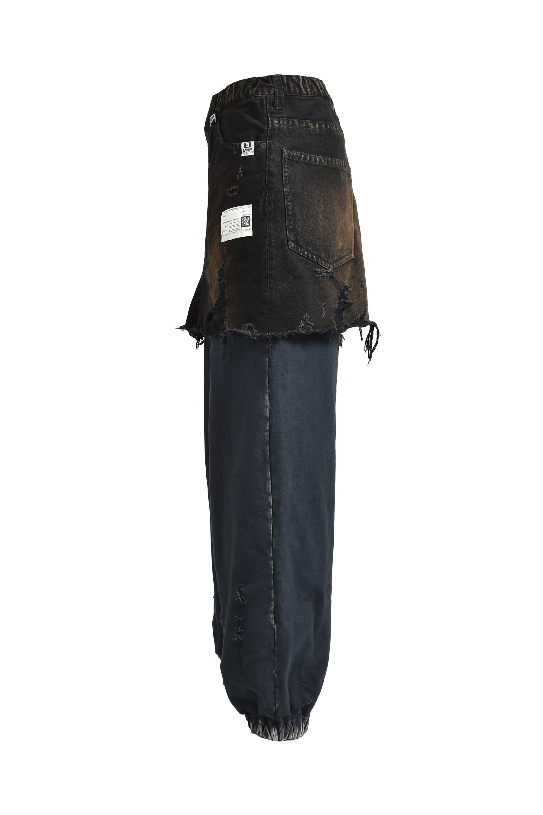 WAIST LAYERED JEANS / BLK - 7