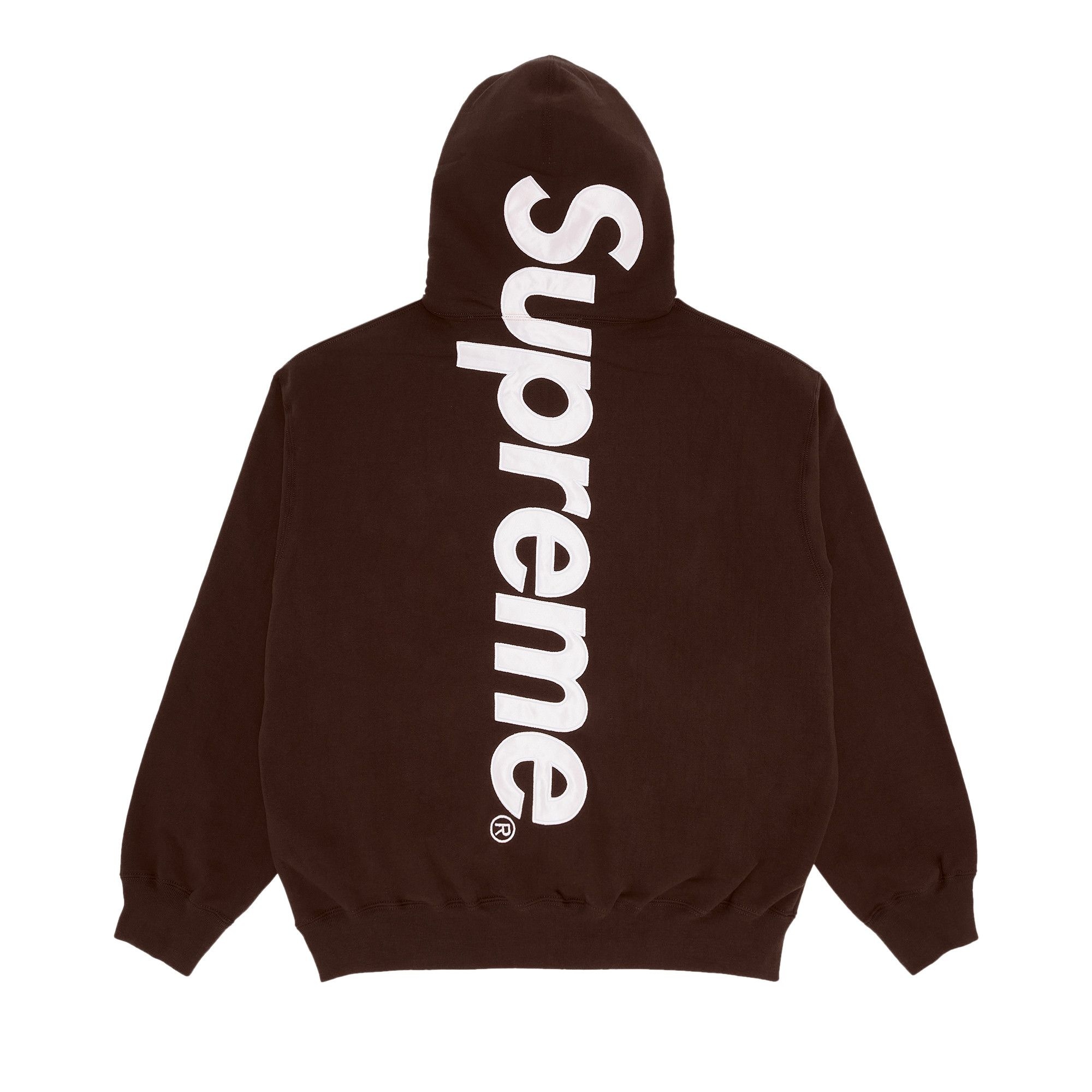 Supreme Satin Appliqué Hooded Sweatshirt 'Brown' - 2