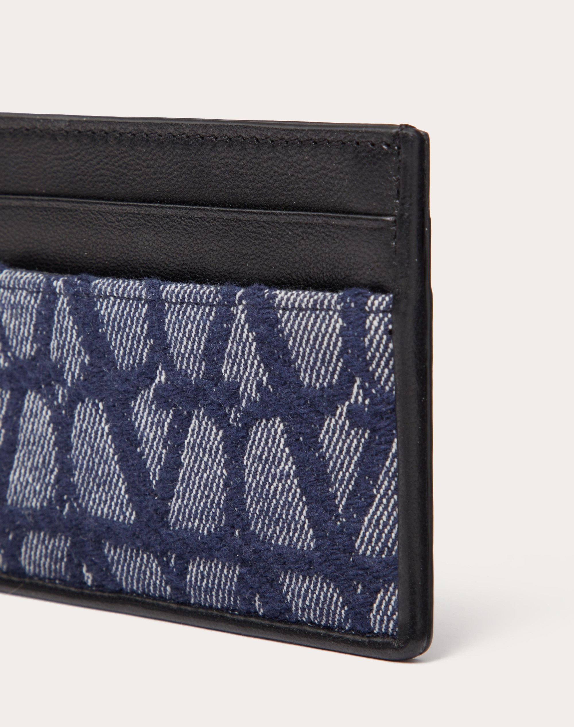 TOILE ICONOGRAPHE DENIM-EFFECT JACQUARD FABRIC CARD HOLDER WITH LEATHER DETAILS - 2