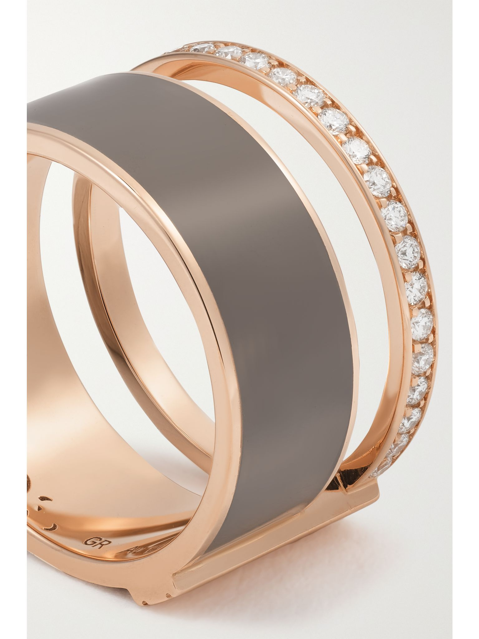 Berbere 18-karat rose gold, lacquer and diamond ring Taupe - 4
