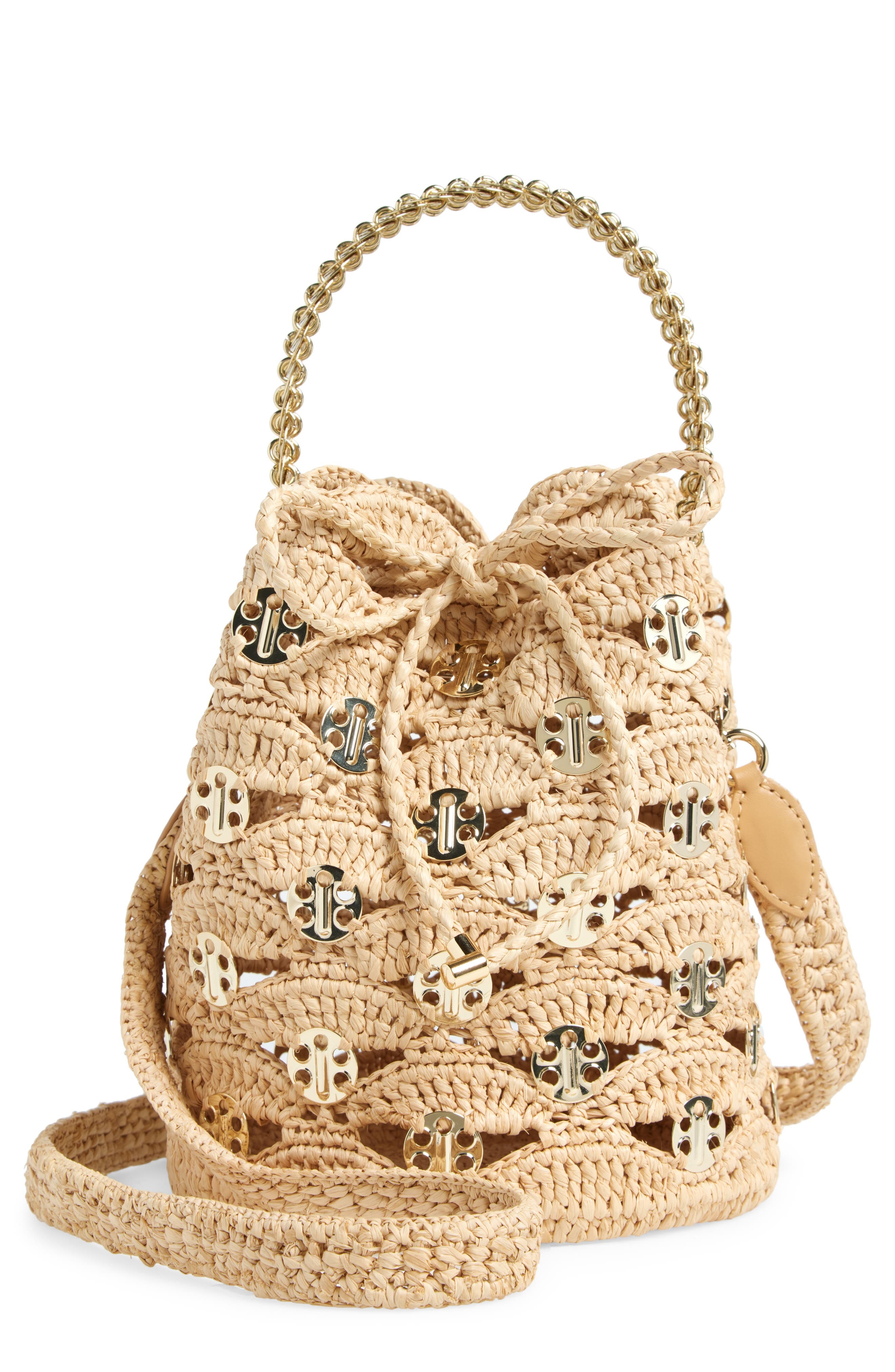 Rabanne Paco Wave Raffia Bucket Bag in Natural /Light Gold at Nordstrom - 1