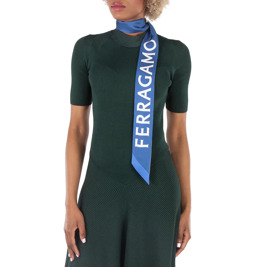 Ferragamo Ladies Green Wild Berry Print Silk Bandeau - 1