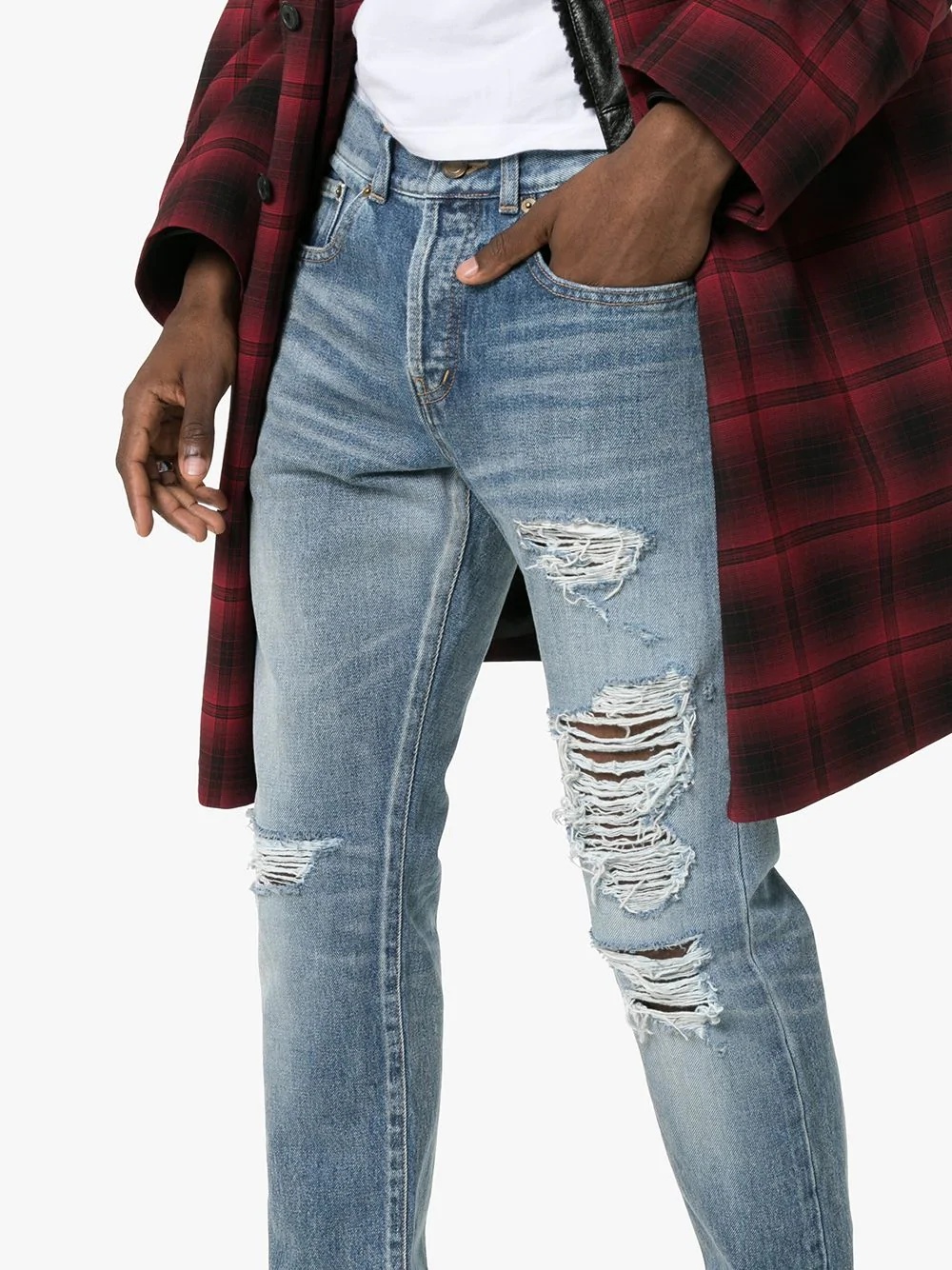 distressed slim-fit jeans - 5