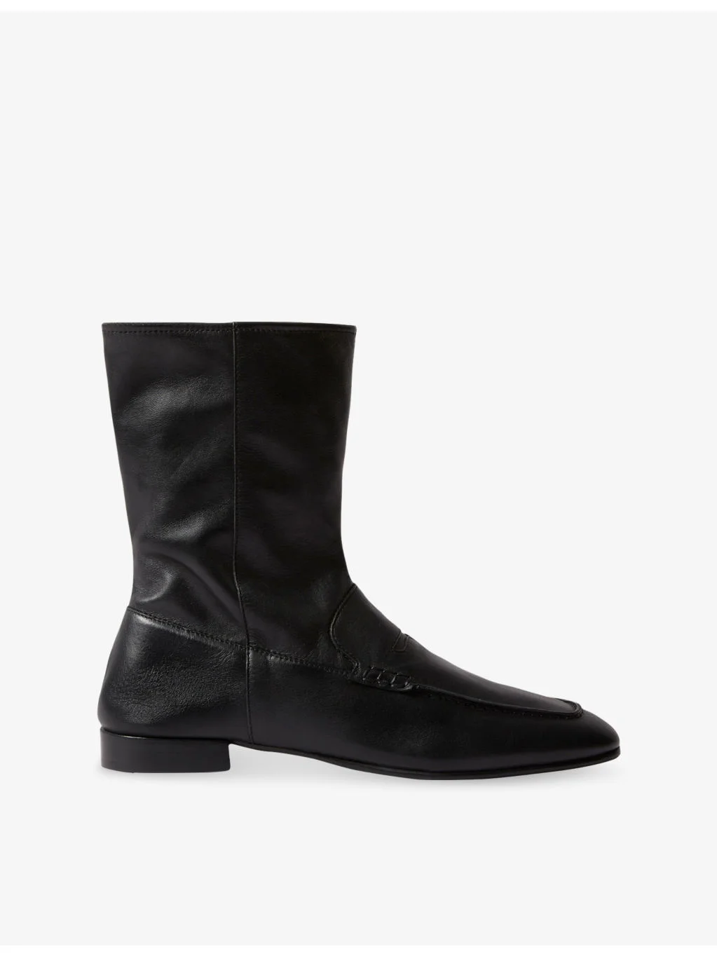 Penny-Detail Leather Ankle Boots - 1