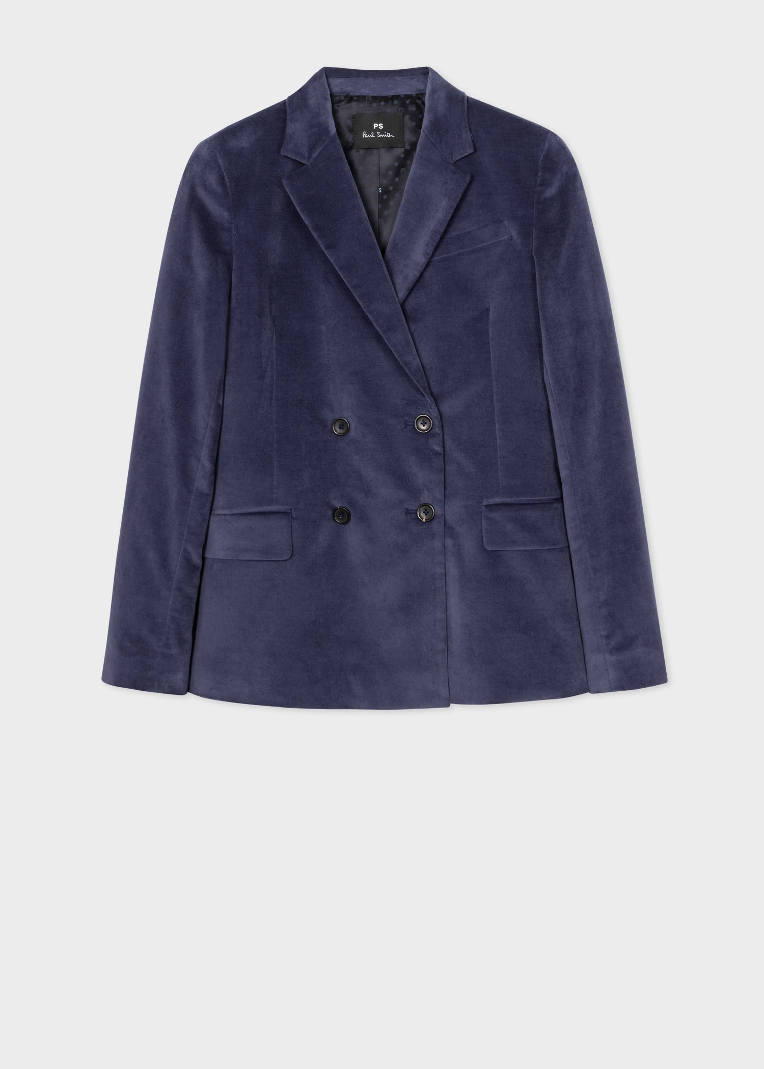 Indigo Velvet Double-Breasted Blazer - 1