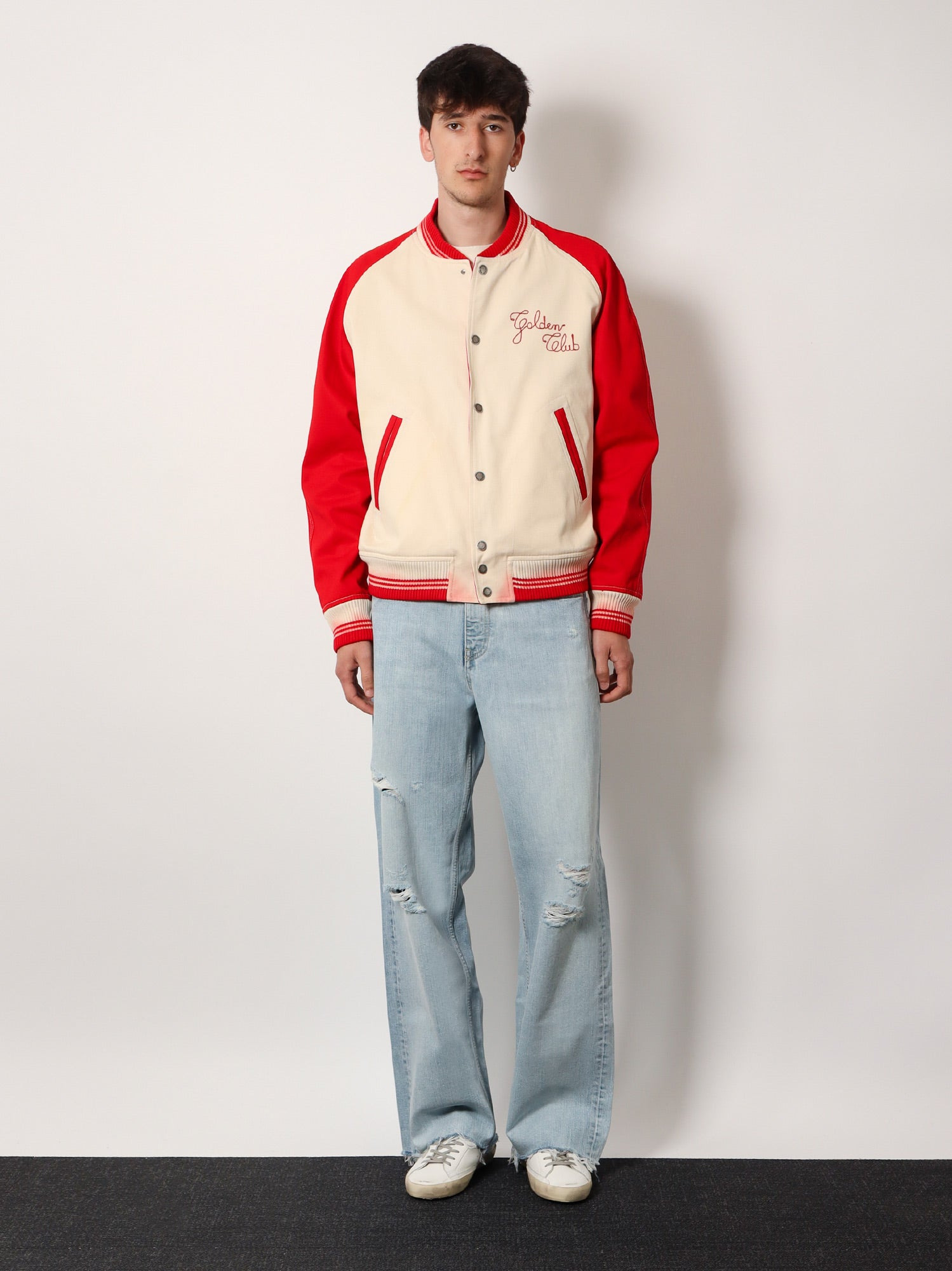 Golden Goose Deluxe Brand Men Nic Cotton Jacket With Maxi Golden Club Embroidery - 2
