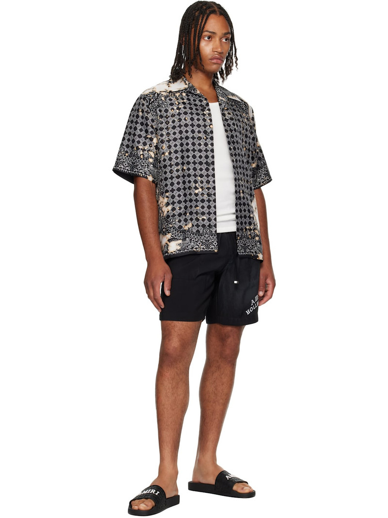 AMIRI Black Bleach Bandana Bowling Shirt outlook