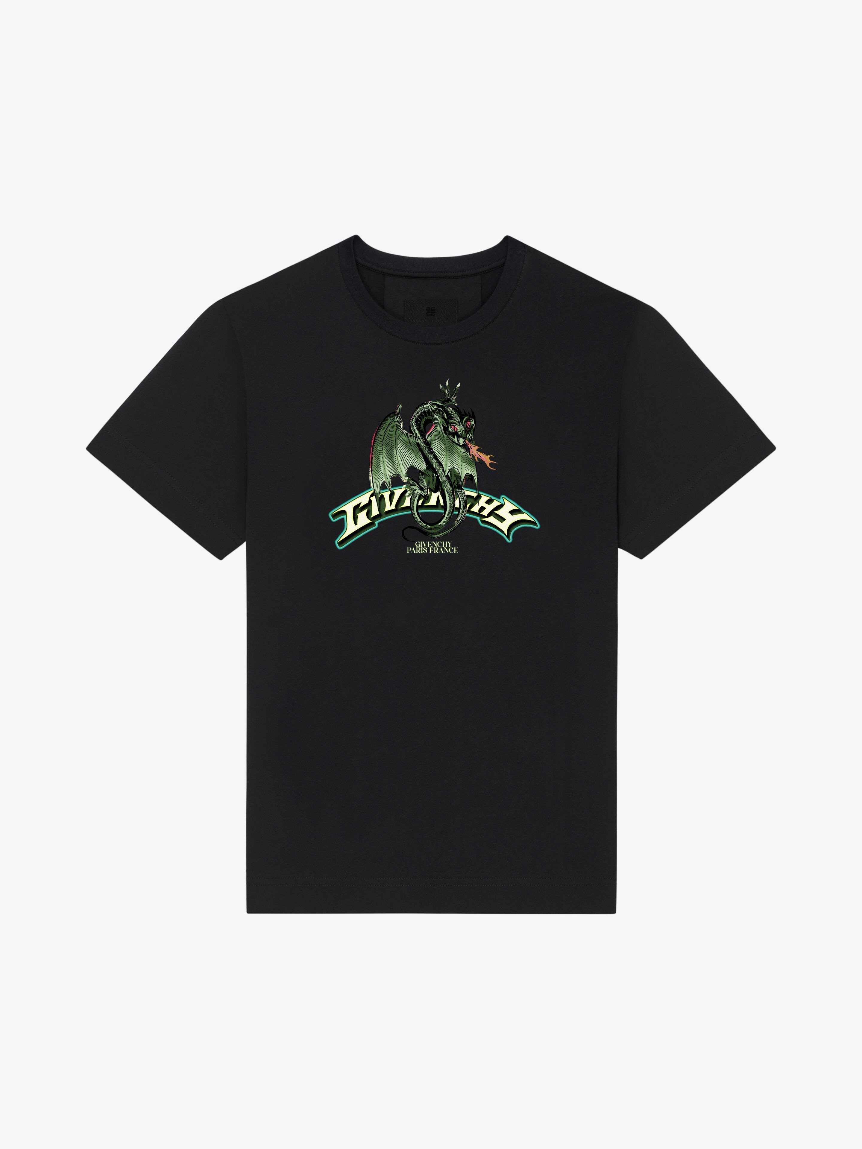SLIM FIT T-SHIRT IN COTTON WITH GIVENCHY DRAGON PRINT - 1