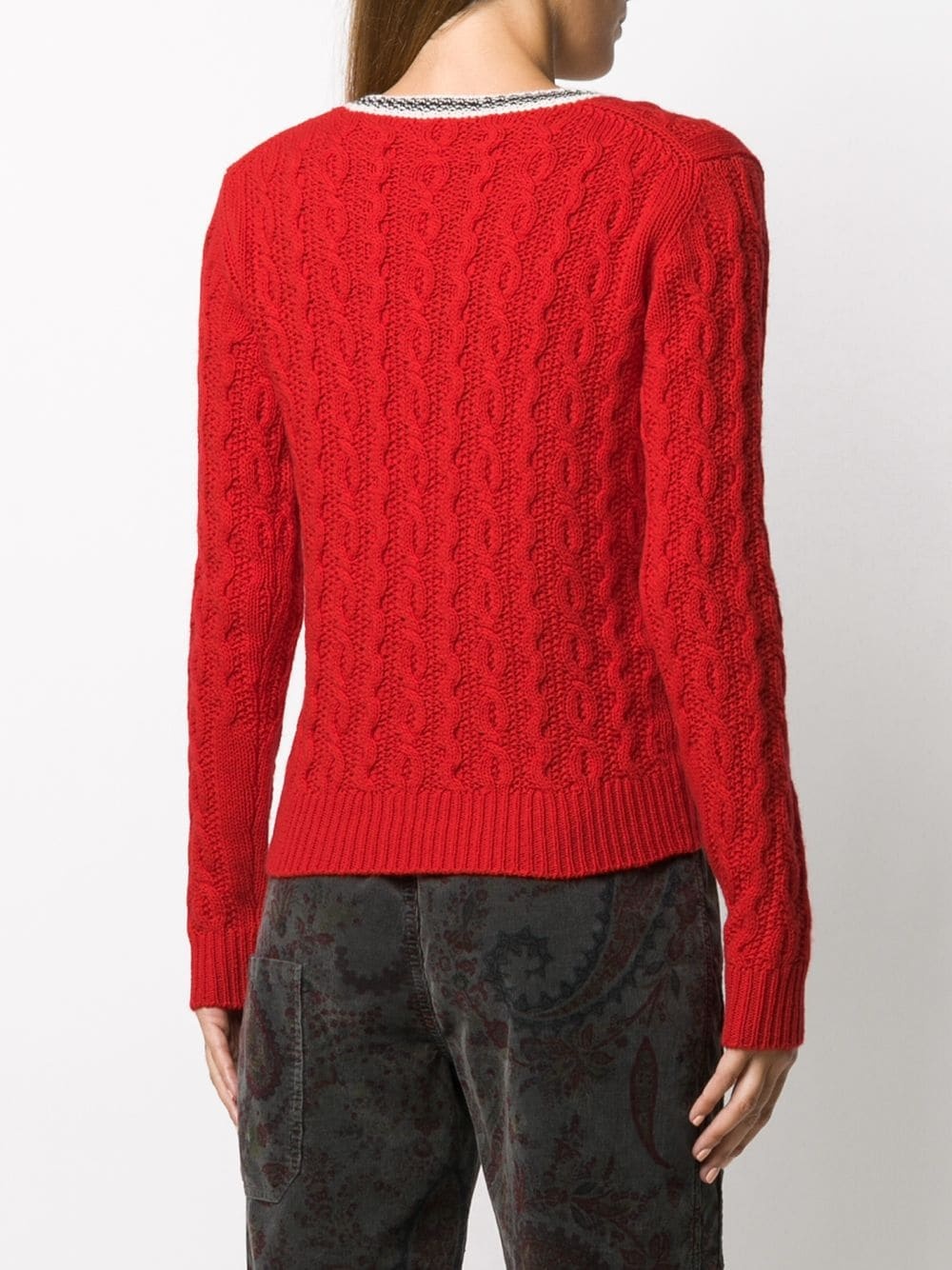 cable-knit v-neck jumper  - 4