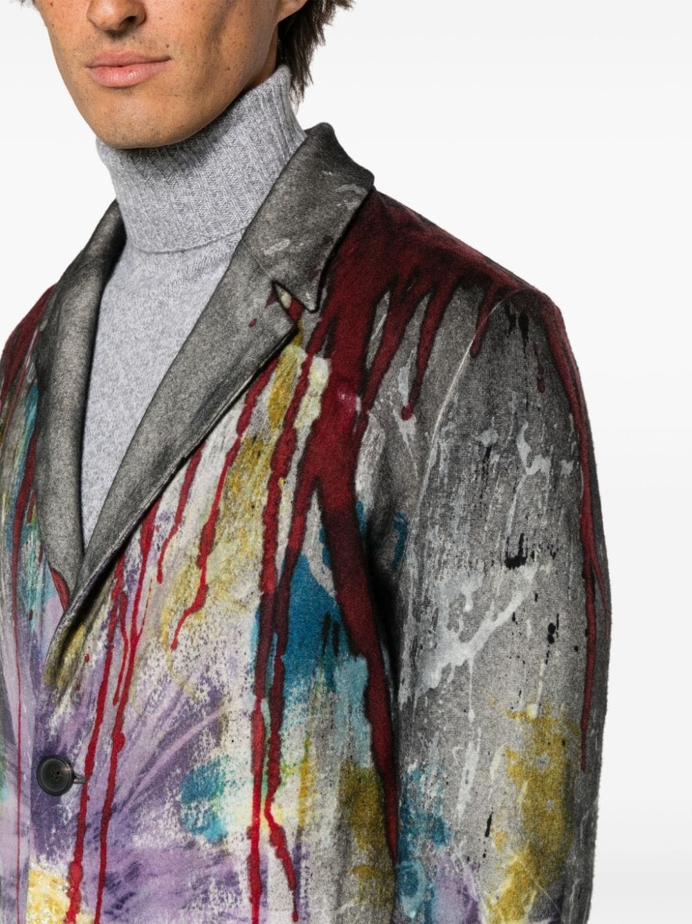 abstract-print single-breasted blazer - 5