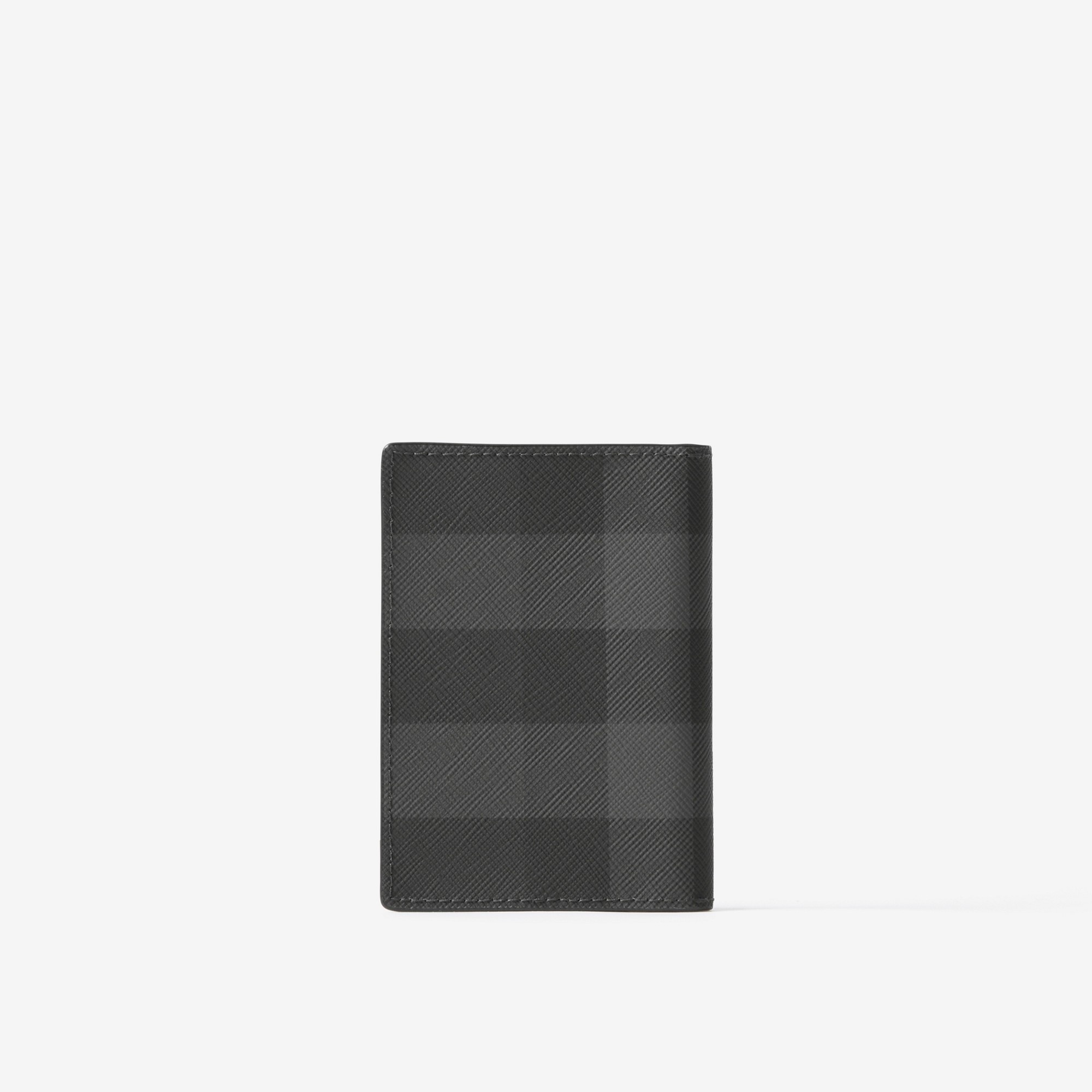 Check and Leather Folding Card Case - 3