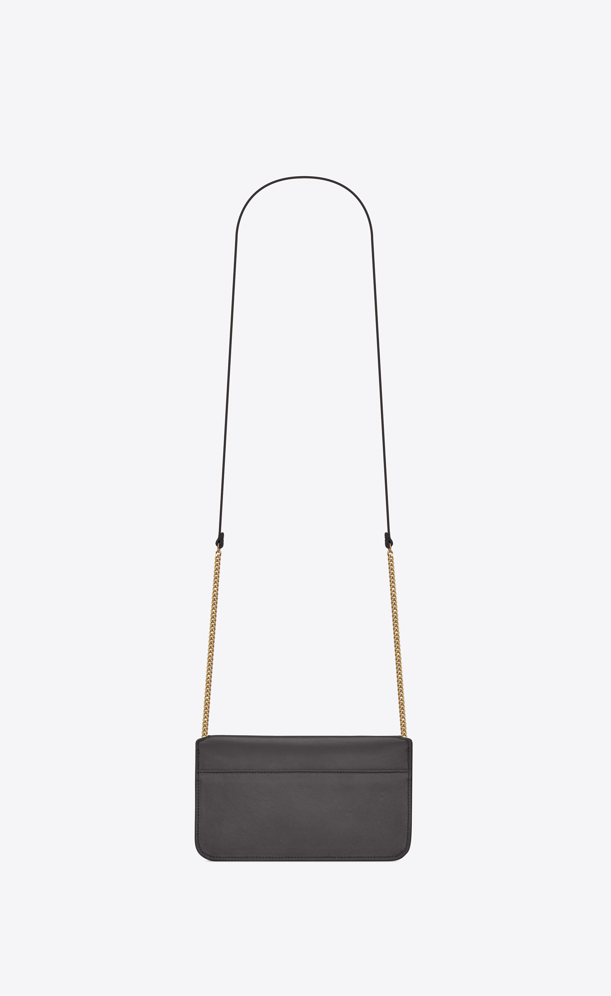 SAINT LAURENT monogram phone holder with strap in smooth leather