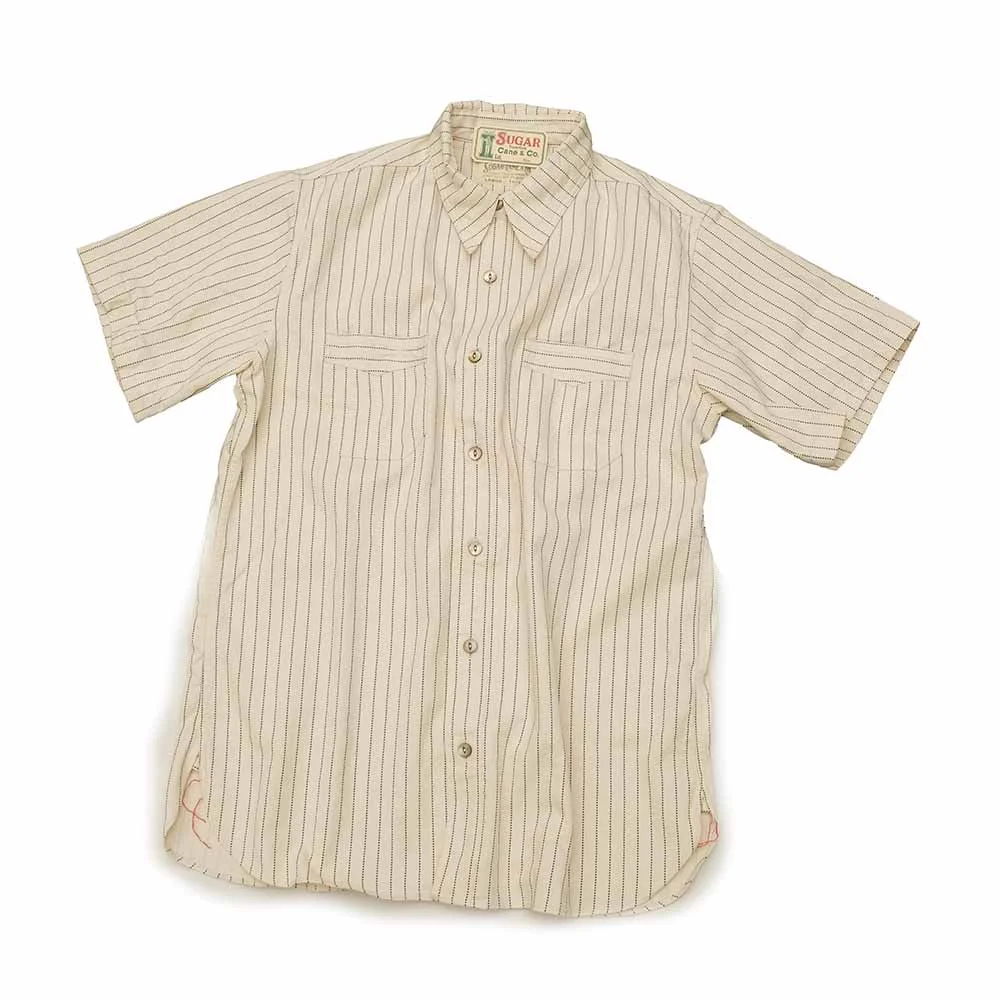 FICTION ROMANCE - 8.5oz. WHITE WABASH STRIPE - S/S WORK SHIRT - SC37275 - 1