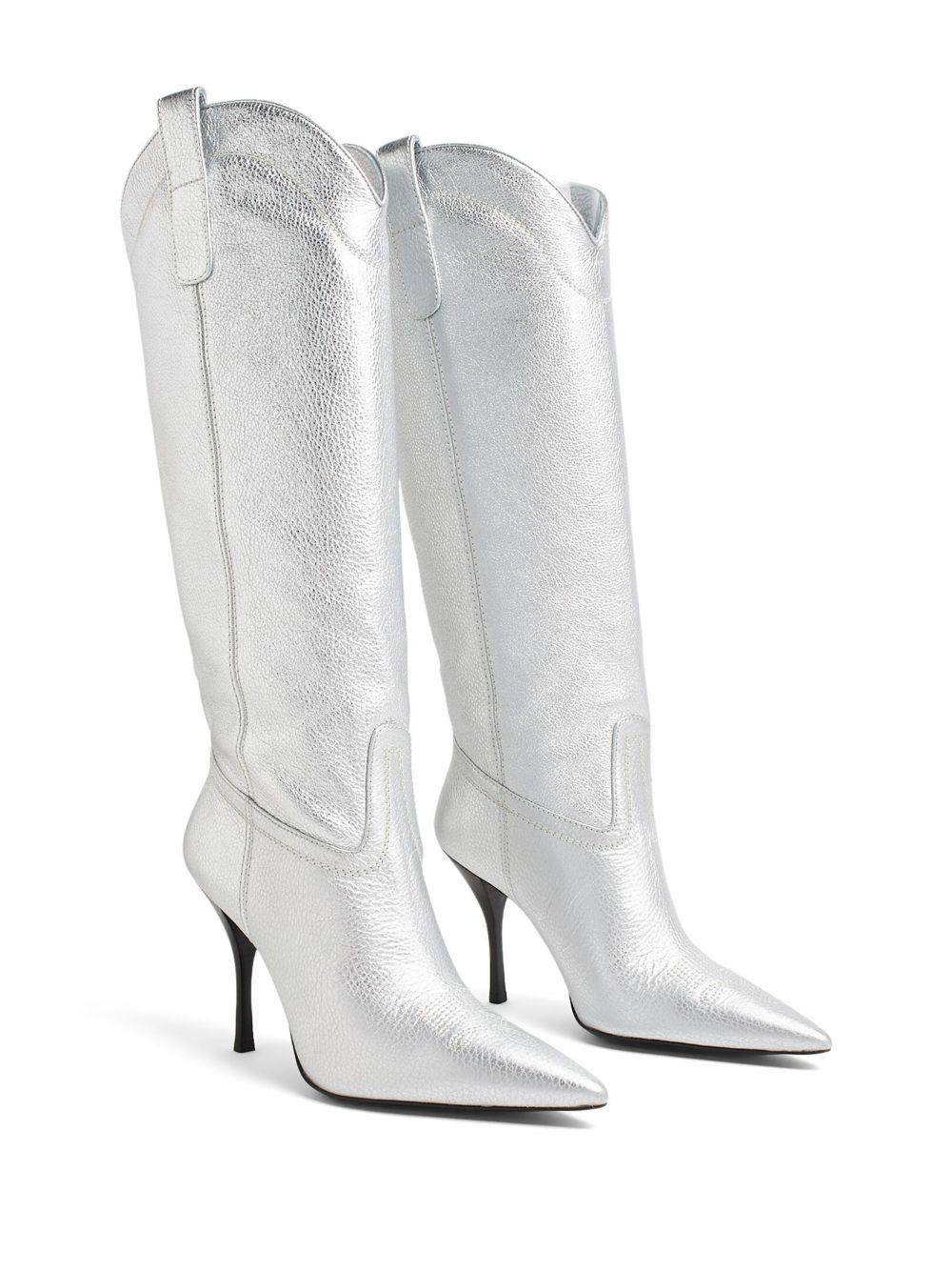 western-style metallic high boots - 5