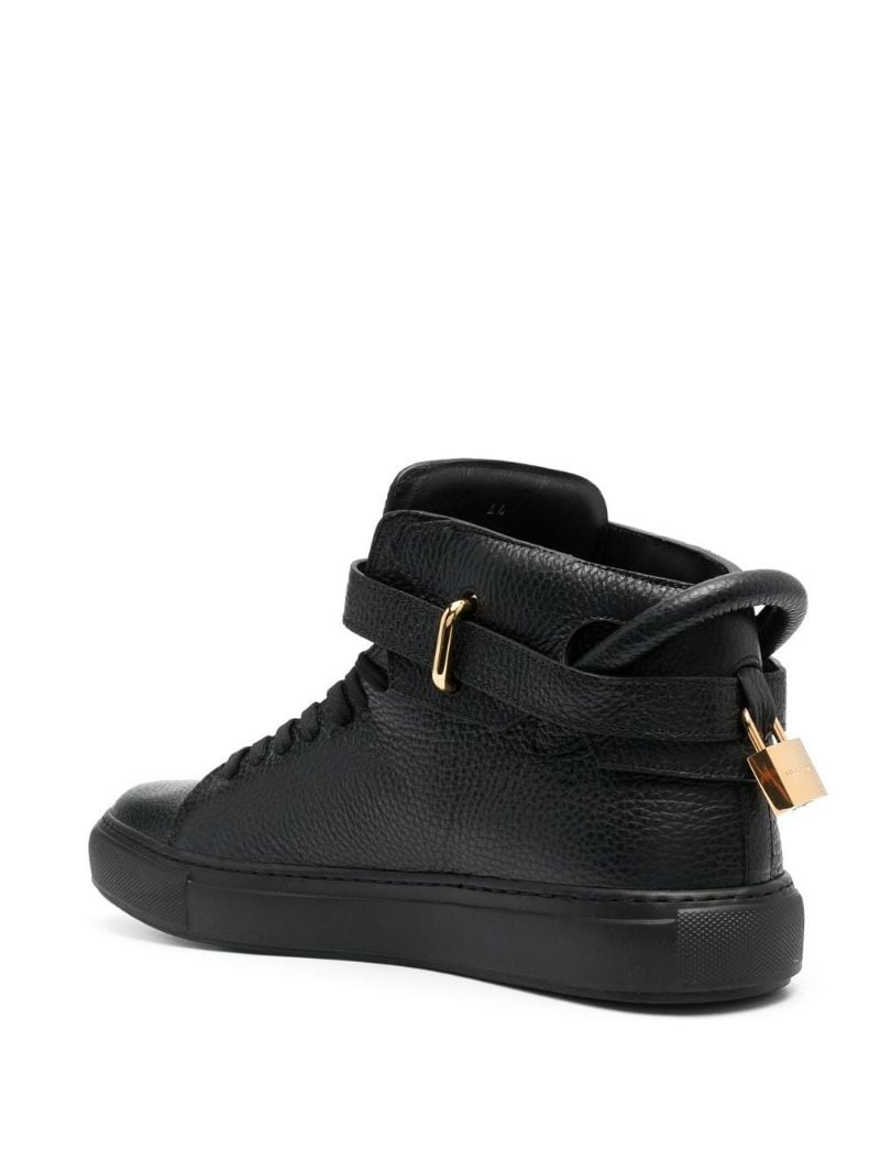 high-top leather sneakers - 3