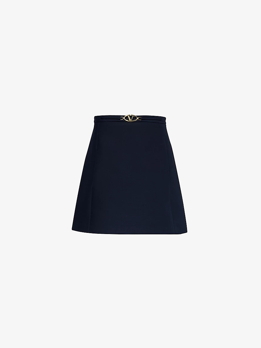 VLOGO logo-plaque wool-blend mini skirt - 1